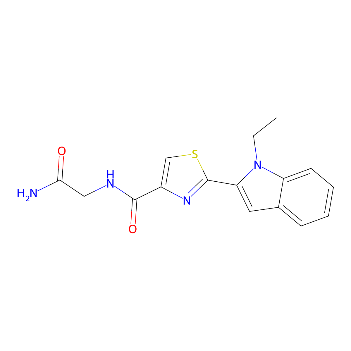 N-(2-amino-2-oxoethyl)-2-(1-ethyl-1H-indol-2-yl)thiazole-4-carboxamide molecular structure, CAS 1170832-73-1