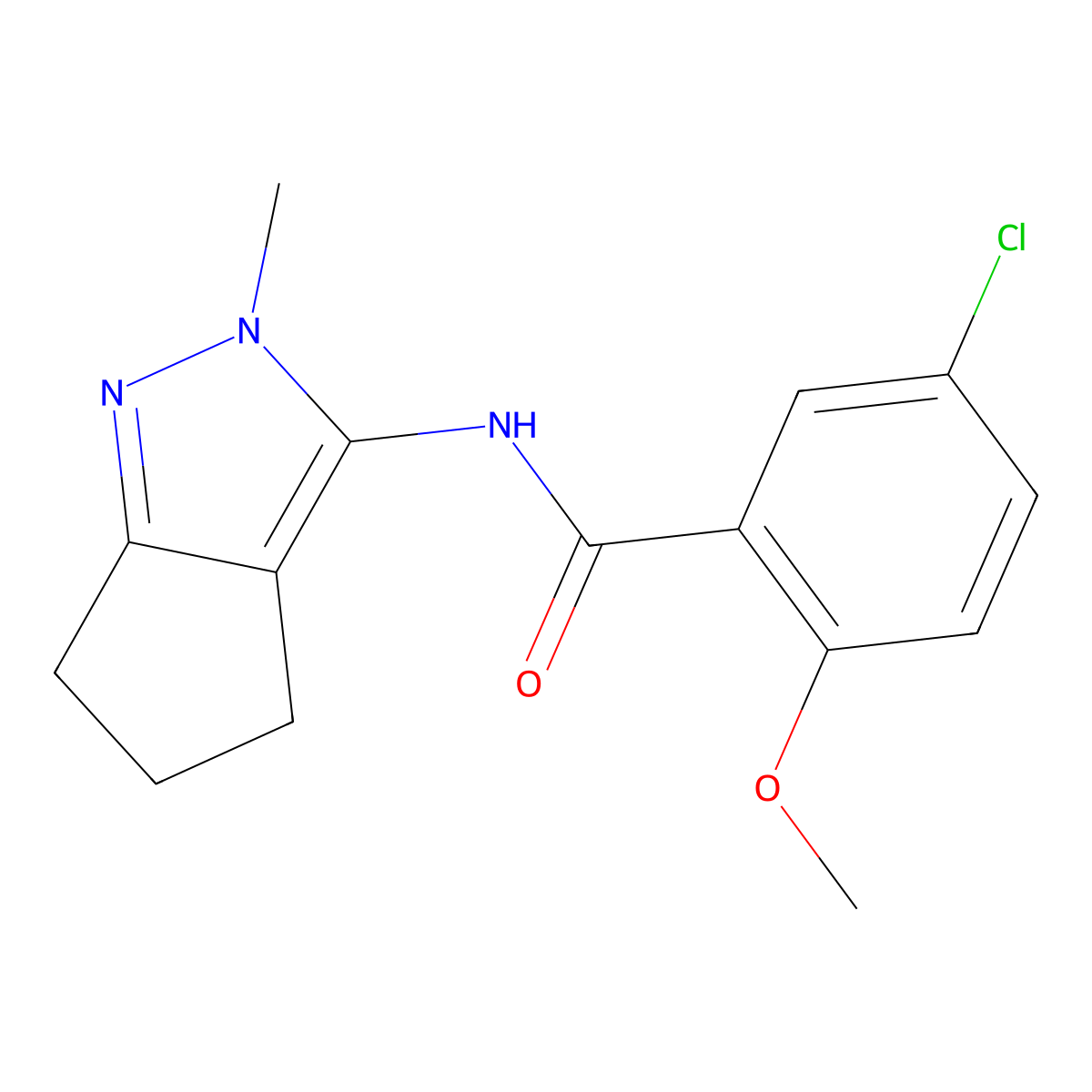 5-chloro-2-methoxy-N-(2-methyl-2,4,5,6-tetrahydrocyclopenta[c]pyrazol-3-yl)benzamide molecular structure, CAS 1170833-61-0