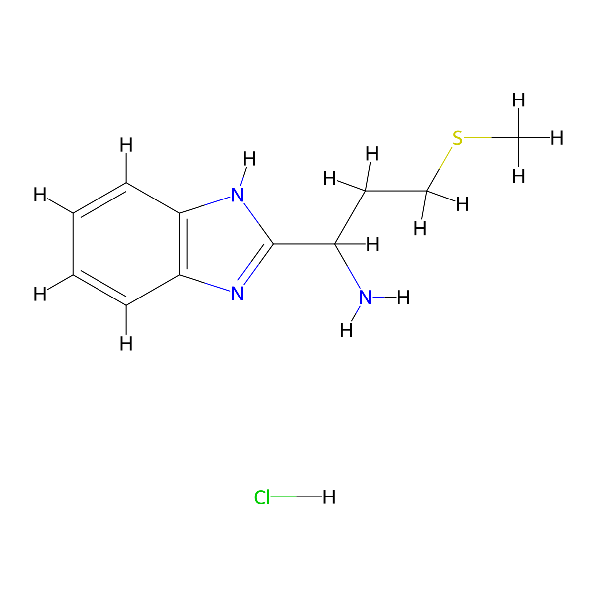 [1-(1H-Benzimidazol-2-yl)-3-(methylthio)propyl]amine hydrochloride molecular structure, CAS 1170836-17-5
