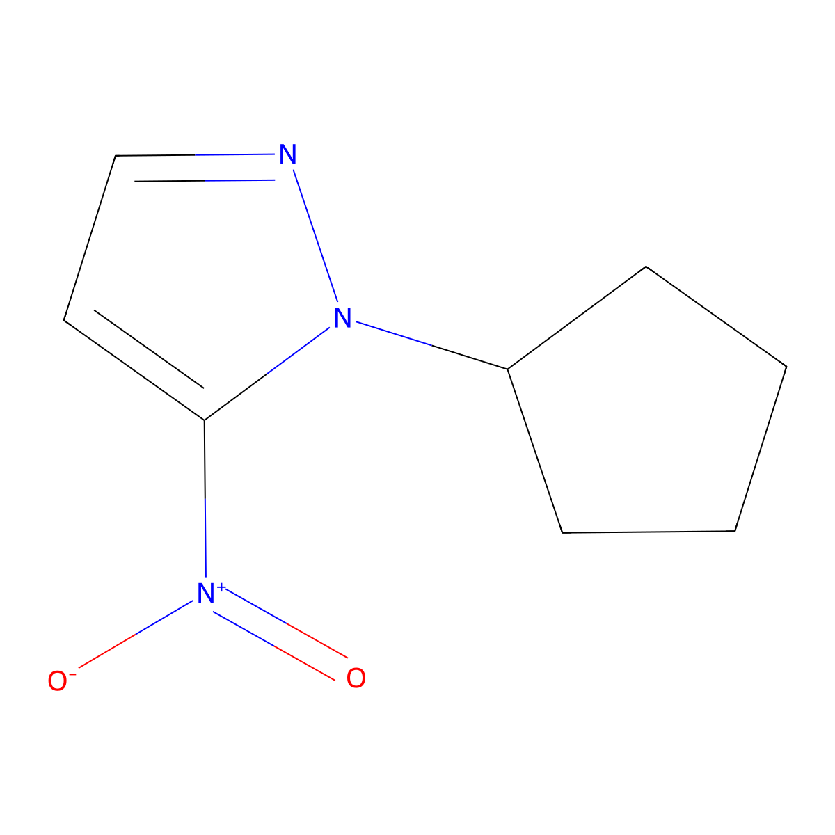 1-cyclopentyl-5-nitro-1H-pyrazole molecular structure, CAS 1170836-25-5