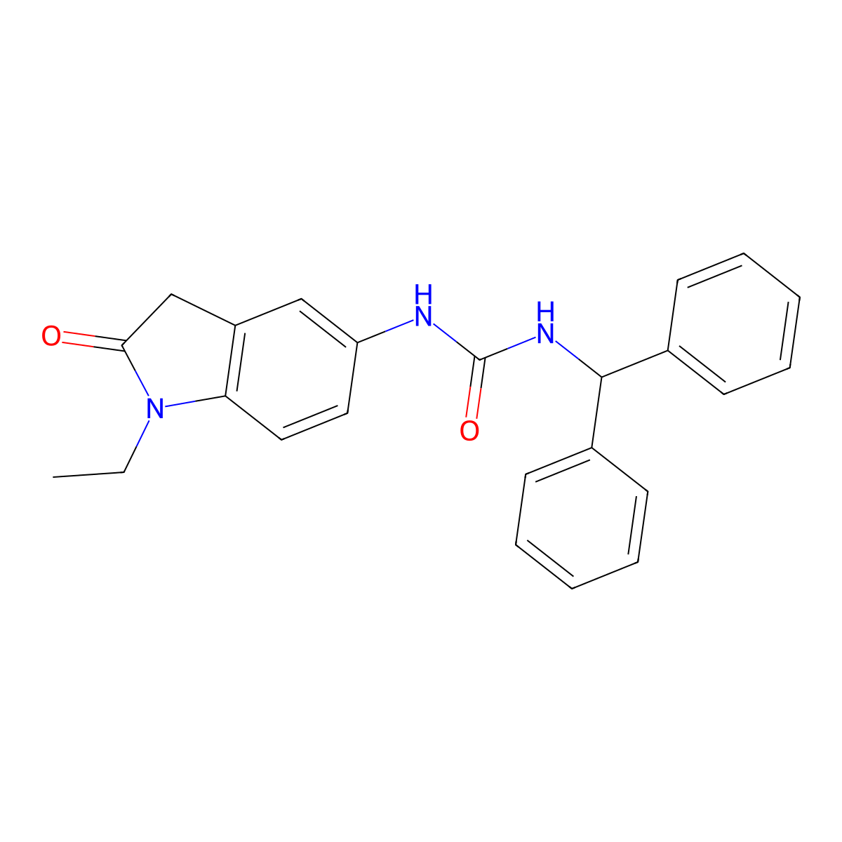 1-Benzhydryl-3-(1-ethyl-2-oxoindolin-5-yl)urea molecular structure, CAS 1170836-75-5