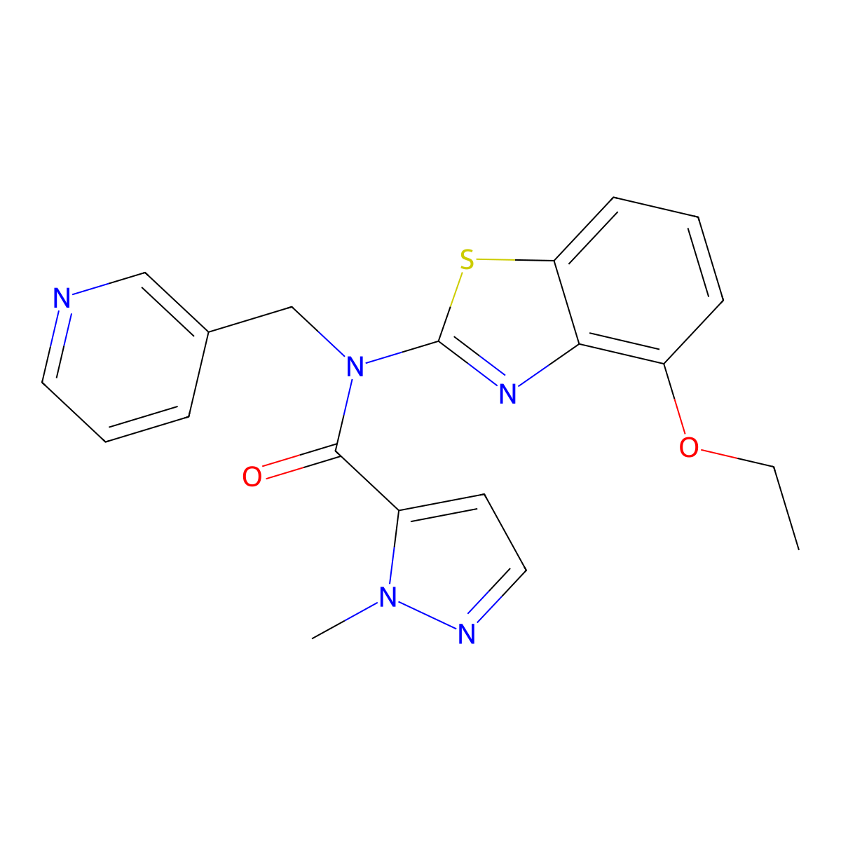 N-(4-ethoxybenzo[d]thiazol-2-yl)-1-methyl-N-(pyridin-3-ylmethyl)-1H-pyrazole-5-carboxamide molecular structure, CAS 1170838-25-1