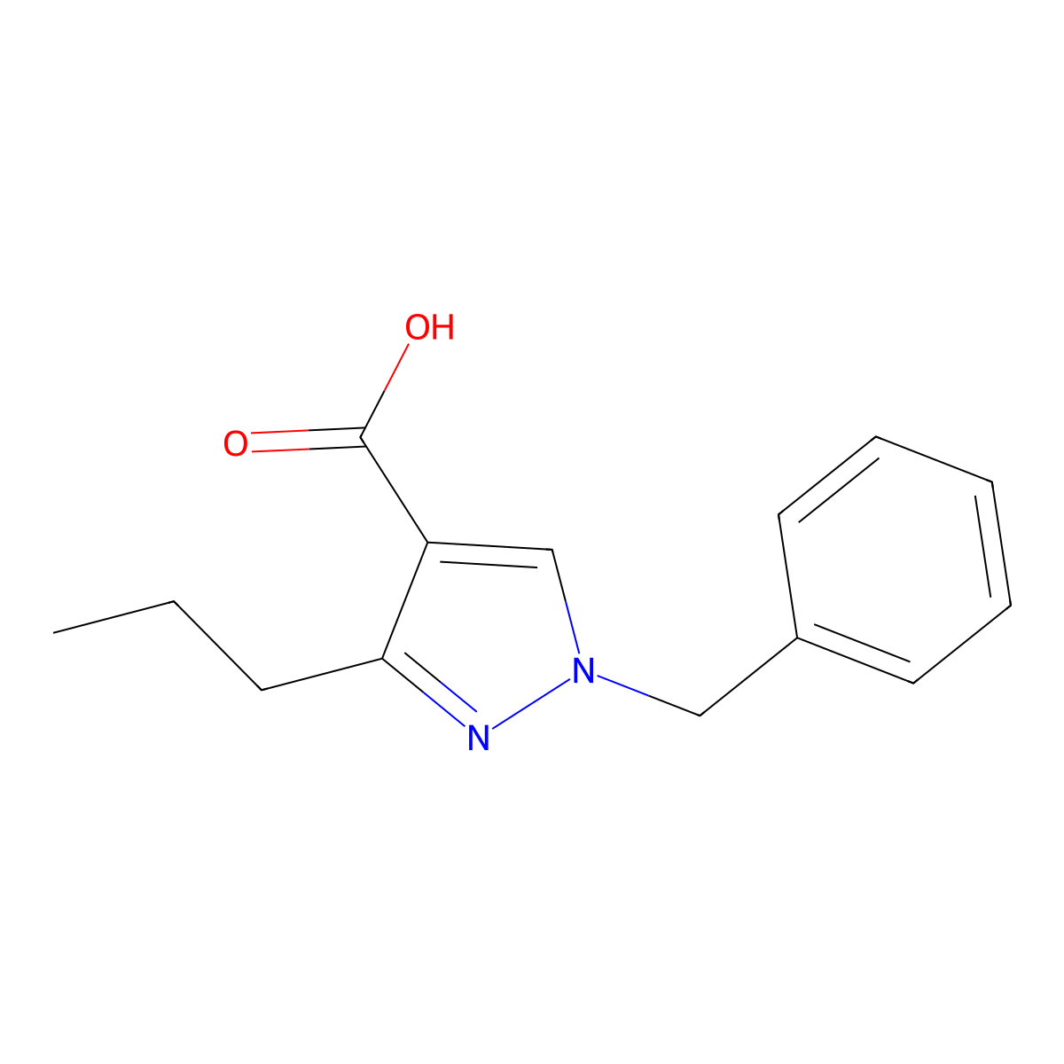 1-benzyl-3-propyl-1H-pyrazole-4-carboxylic acid molecular structure, CAS 1170841-35-6