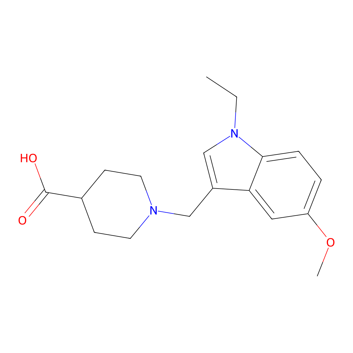 1-[(1-Ethyl-5-methoxy-1H-indol-3-yl)methyl]piperidine-4-carboxylic acid molecular structure, CAS 1170842-40-6