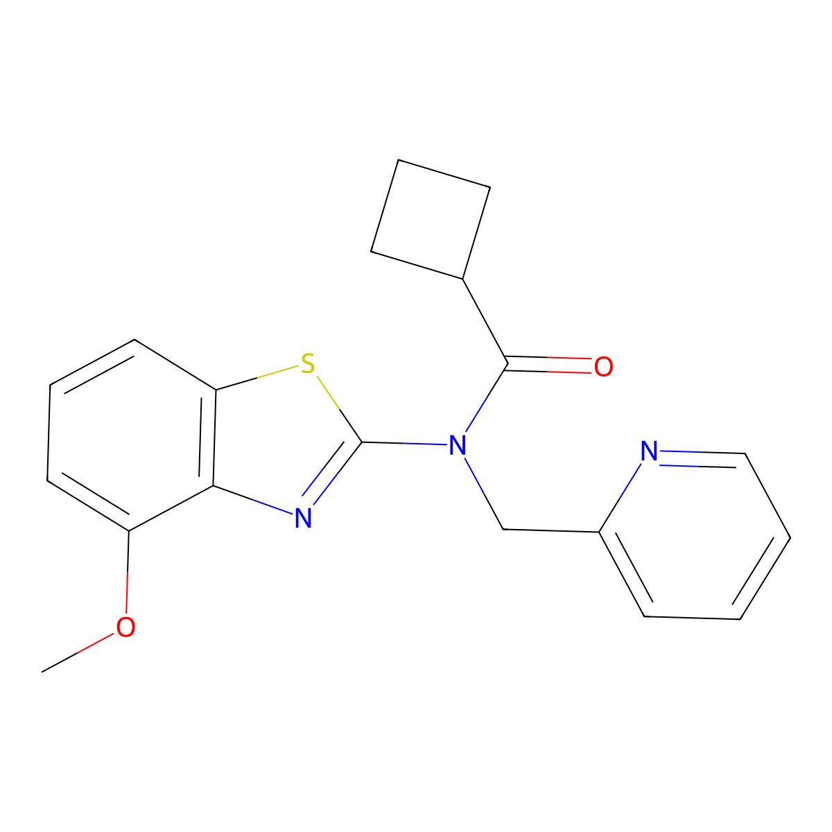 N-(4-methoxybenzo[d]thiazol-2-yl)-N-(pyridin-2-ylmethyl)cyclobutanecarboxamide molecular structure, CAS 1170842-70-2