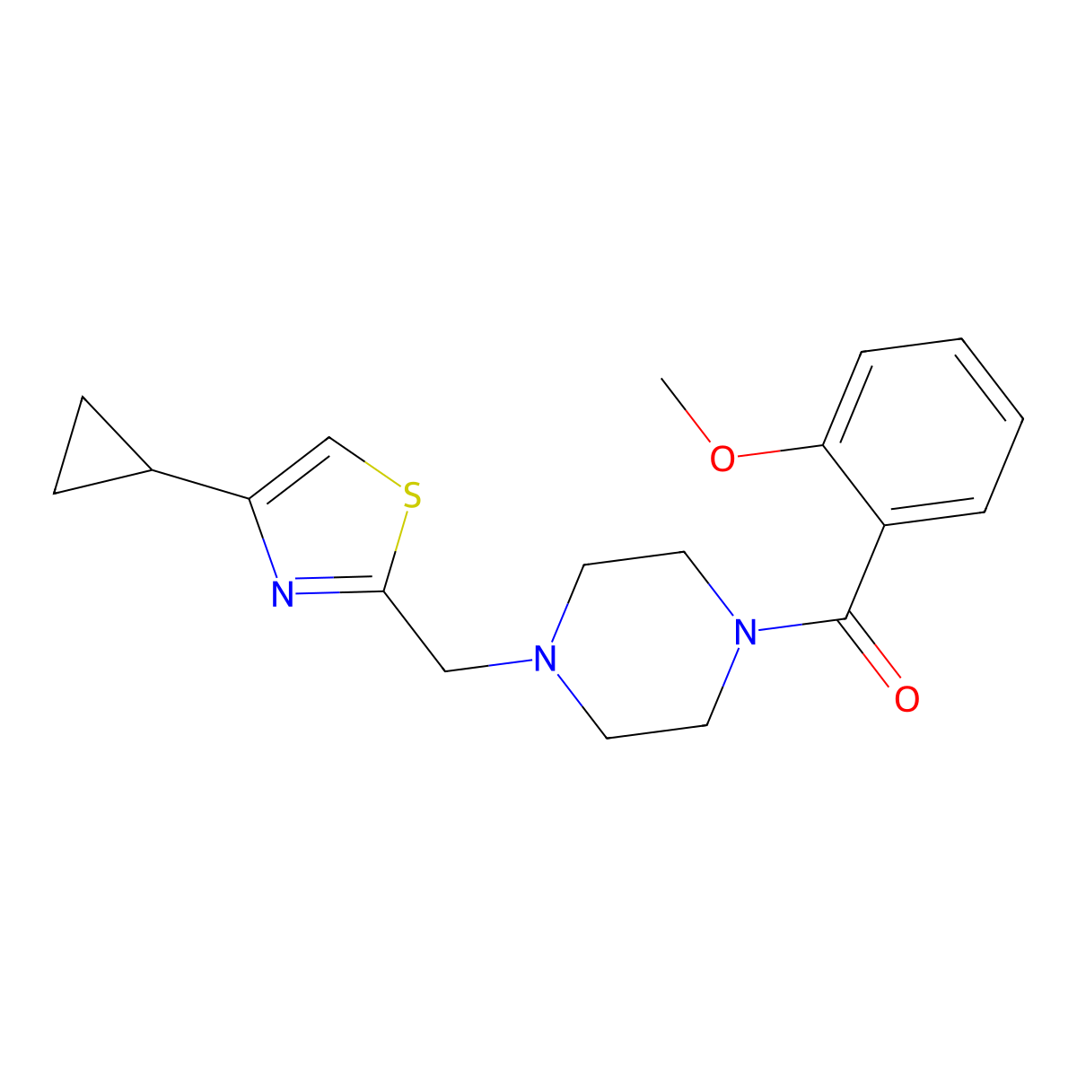 (4-((4-Cyclopropylthiazol-2-yl)methyl)piperazin-1-yl)(2-methoxyphenyl)methanone molecular structure, CAS 1170843-80-7