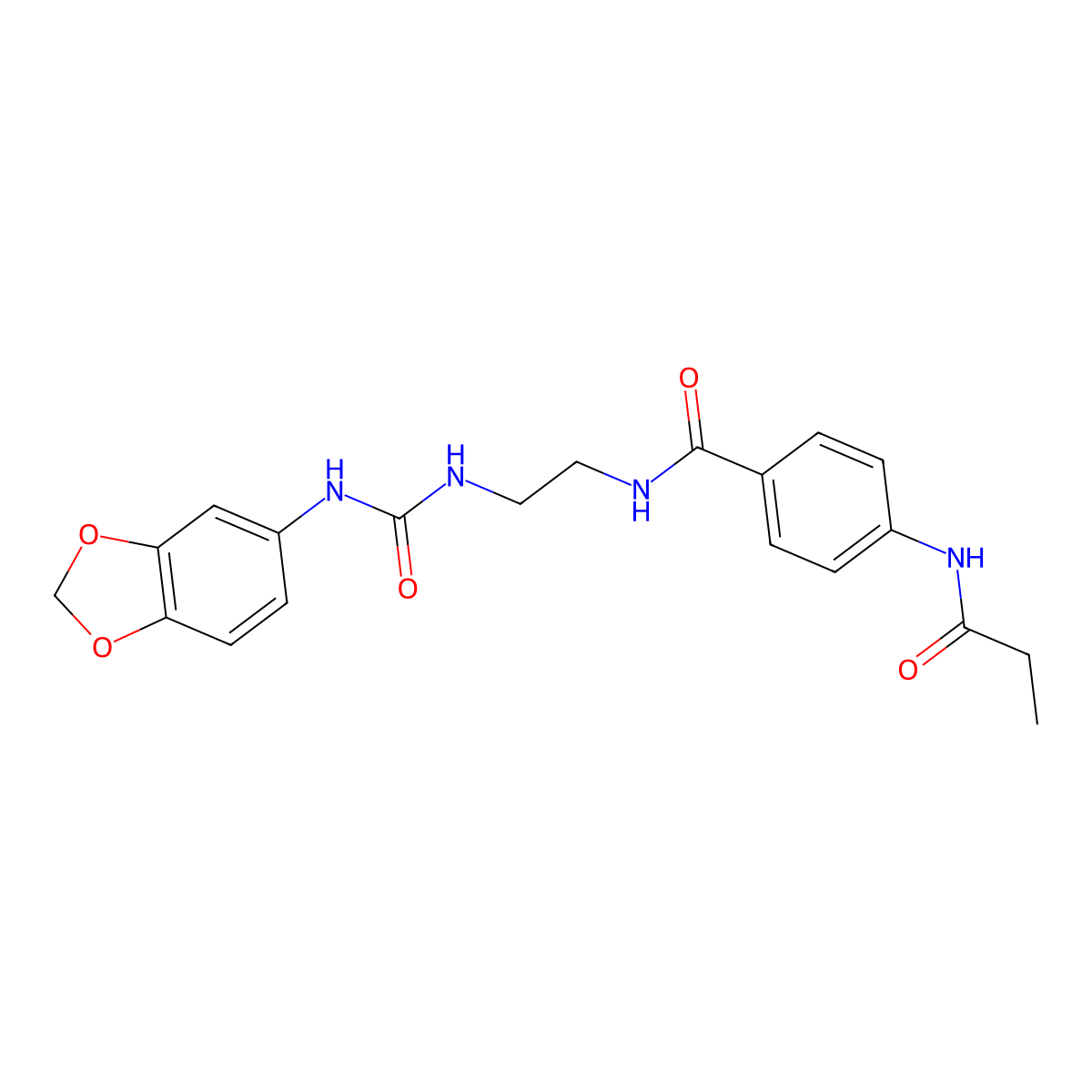 N-(2-(3-(benzo[d][1,3]dioxol-5-yl)ureido)ethyl)-4-propionamidobenzamide molecular structure, CAS 1170843-84-1