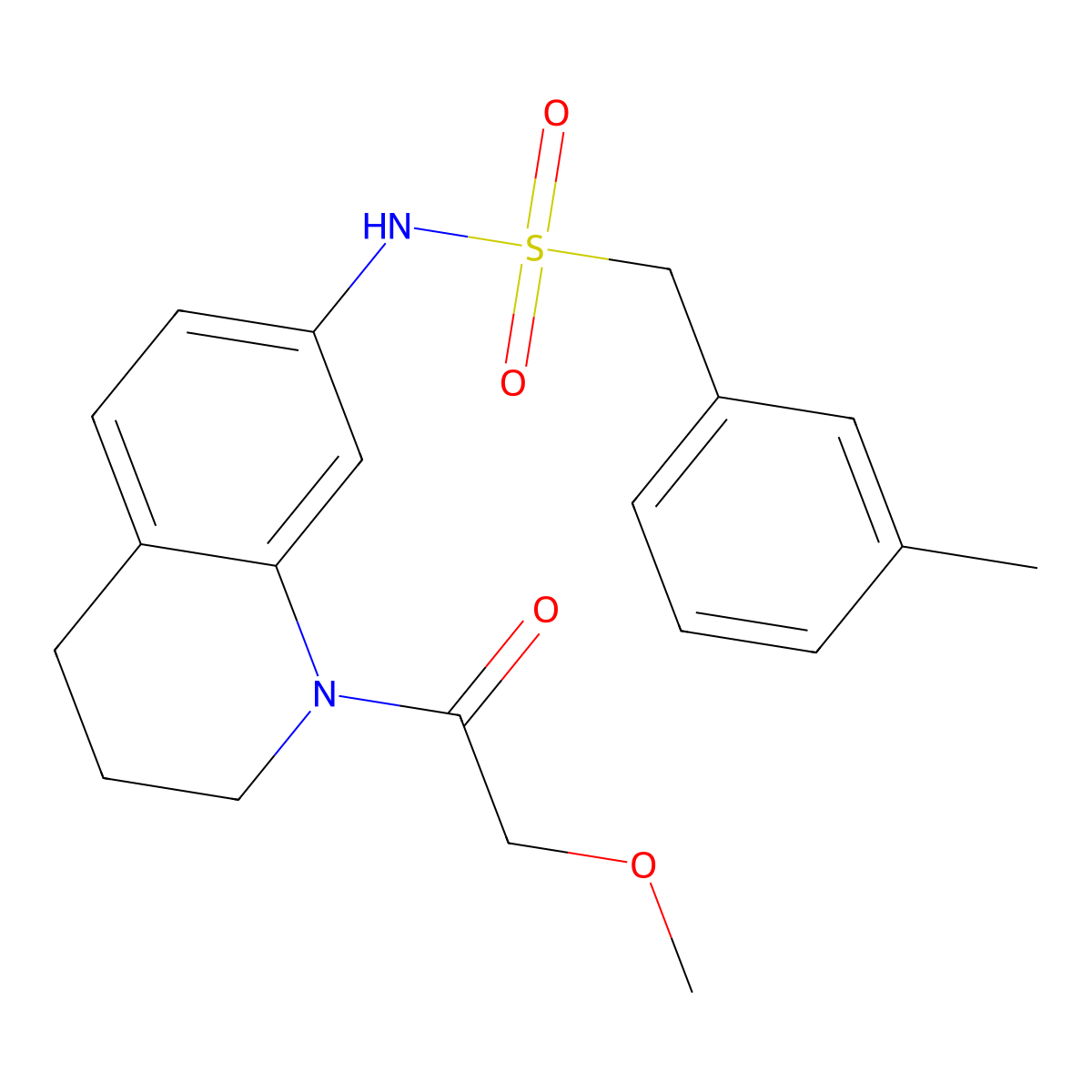 N-(1-(2-methoxyacetyl)-1,2,3,4-tetrahydroquinolin-7-yl)-1-(m-tolyl)methanesulfonamide molecular structure, CAS 1170844-76-4