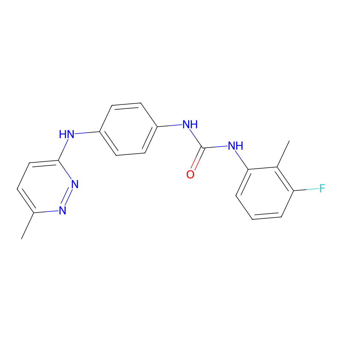 1-(3-Fluoro-2-methylphenyl)-3-(4-((6-methylpyridazin-3-yl)amino)phenyl)urea molecular structure, CAS 1170845-04-1