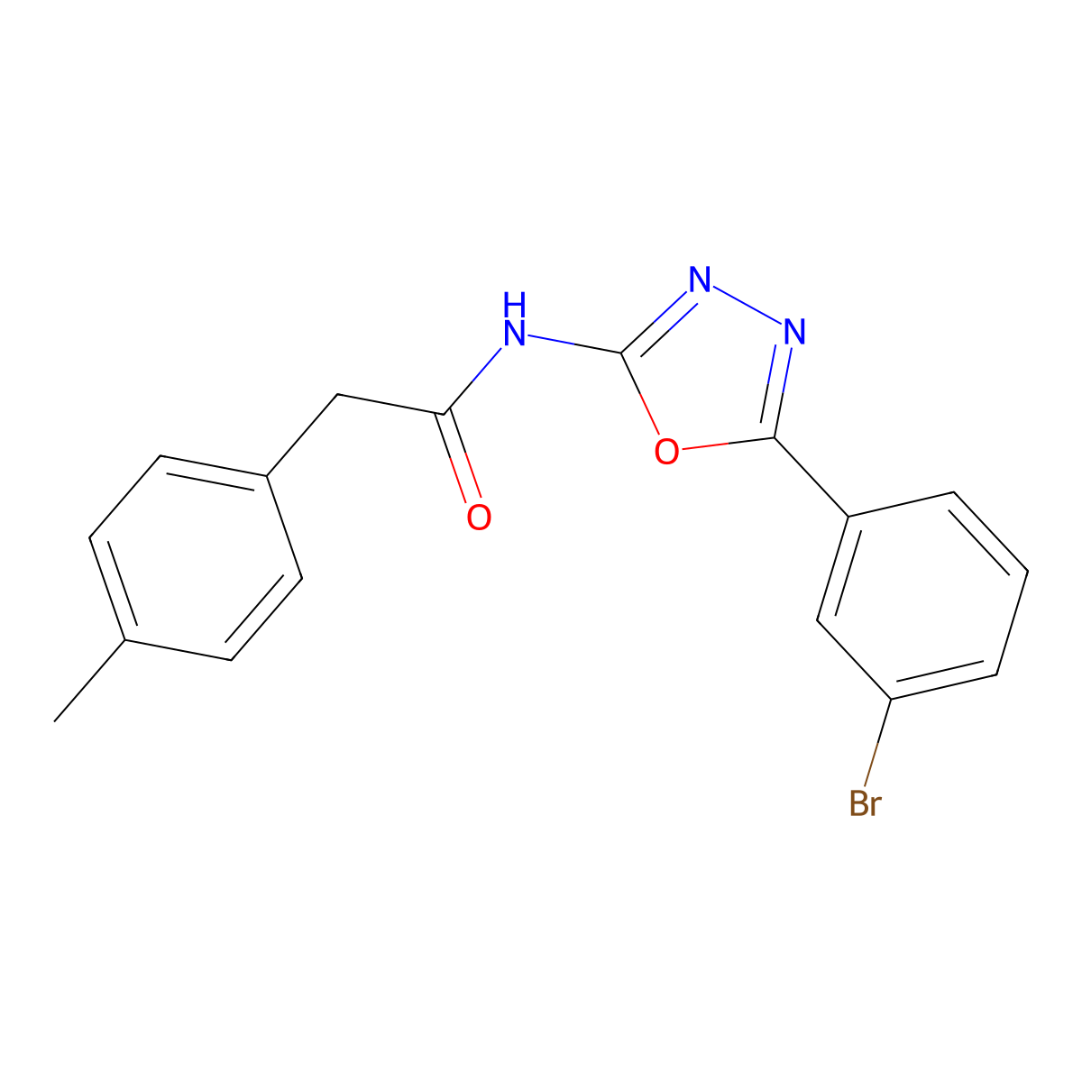N-(5-(3-bromophenyl)-1,3,4-oxadiazol-2-yl)-2-(p-tolyl)acetamide molecular structure, CAS 1170846-87-3