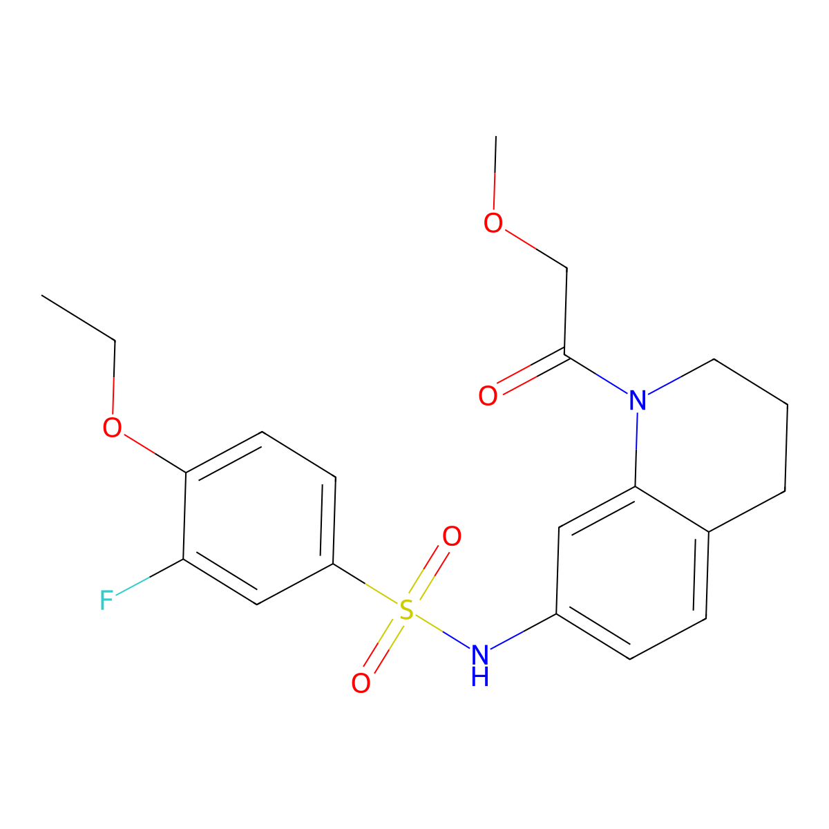 4-ethoxy-3-fluoro-N-(1-(2-methoxyacetyl)-1,2,3,4-tetrahydroquinolin-7-yl)benzenesulfonamide molecular structure, CAS 1170847-02-5