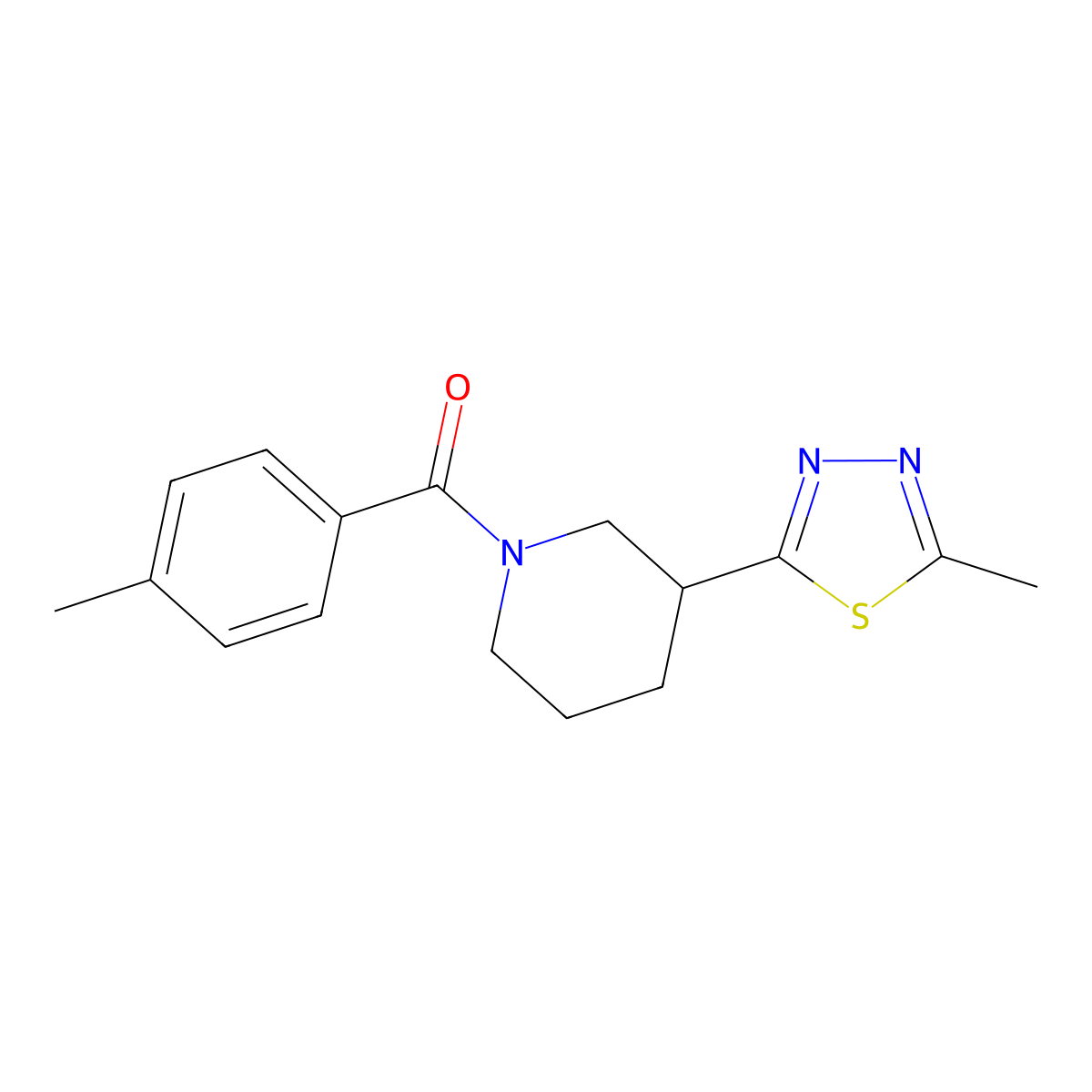 (3-(5-Methyl-1,3,4-thiadiazol-2-yl)piperidin-1-yl)(p-tolyl)methanone molecular structure, CAS 1170847-13-8