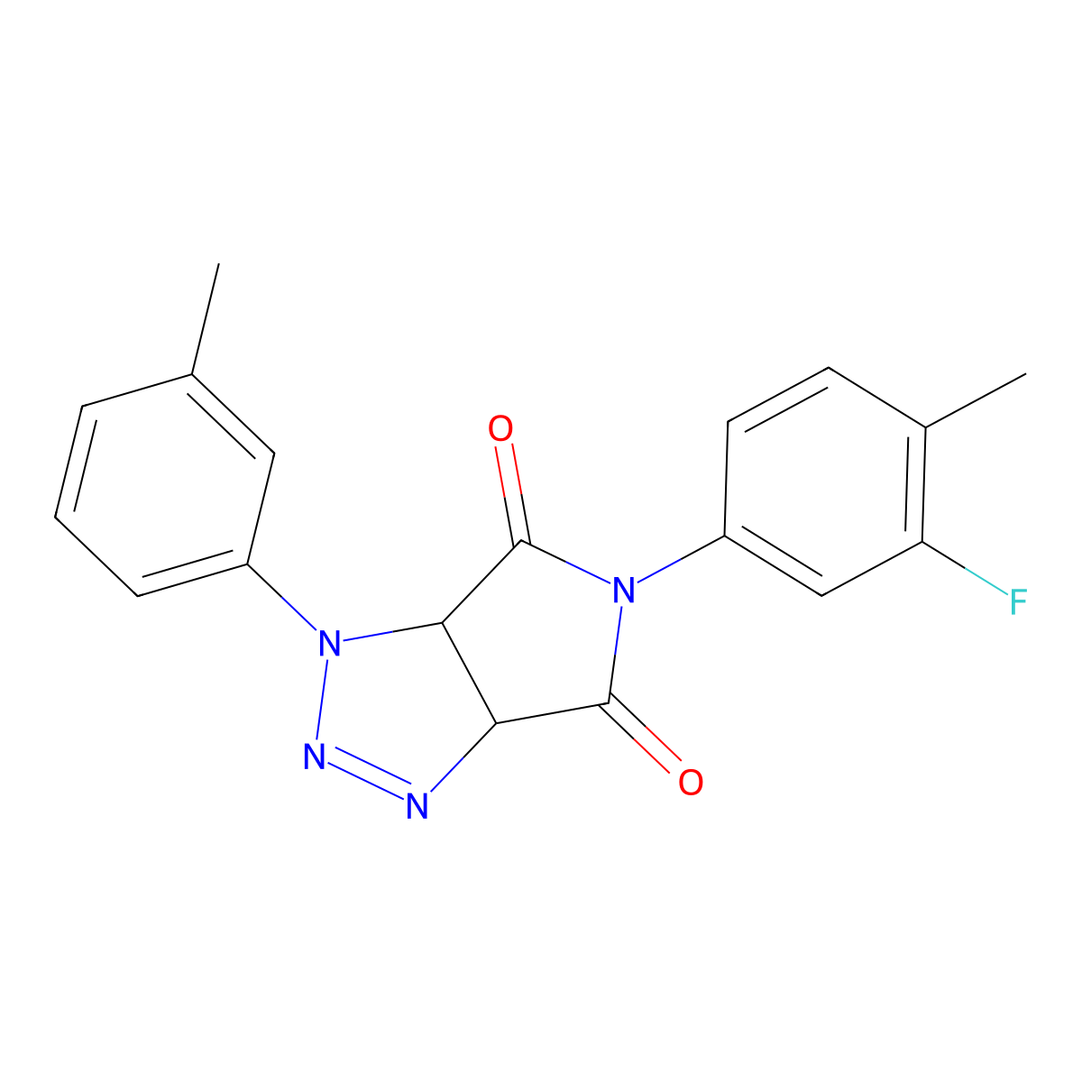 5-(3-fluoro-4-methylphenyl)-1-(3-methylphenyl)-1H,3aH,4H,5H,6H,6aH-pyrrolo[3,4-d][1,2,3]triazole-4,6-dione molecular structure, CAS 1170847-45-6