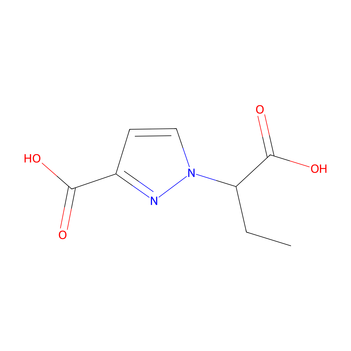 1-(1-carboxypropyl)-1H-pyrazole-3-carboxylic acid molecular structure, CAS 1170851-35-0