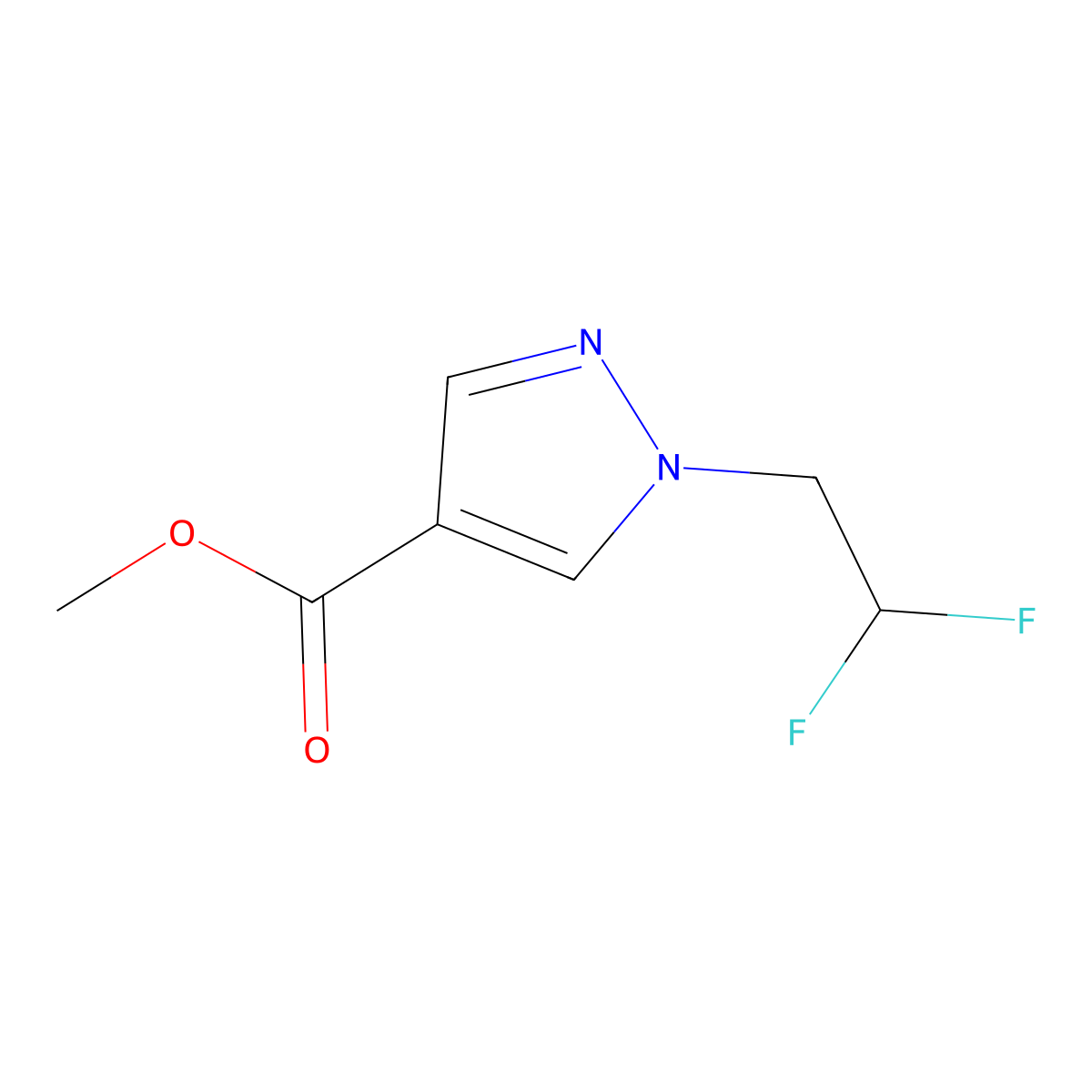 methyl 1-(2,2-difluoroethyl)-1H-pyrazole-4-carboxylate molecular structure, CAS 1170853-82-3