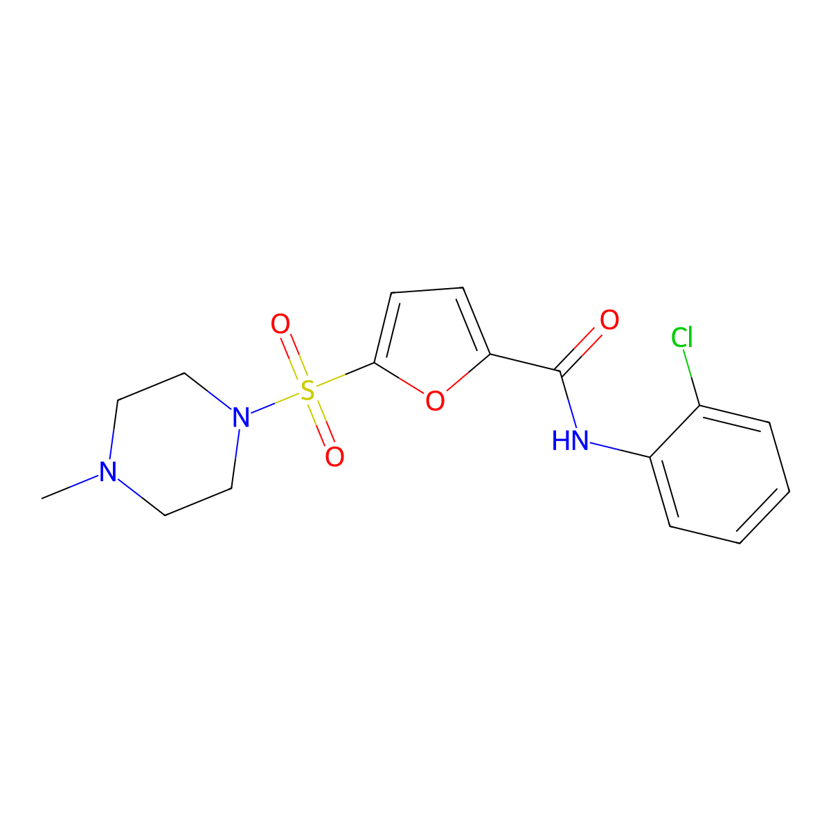 N-(2-chlorophenyl)-5-[(4-methylpiperazin-1-yl)sulfonyl]furan-2-carboxamide molecular structure, CAS 1170855-25-0