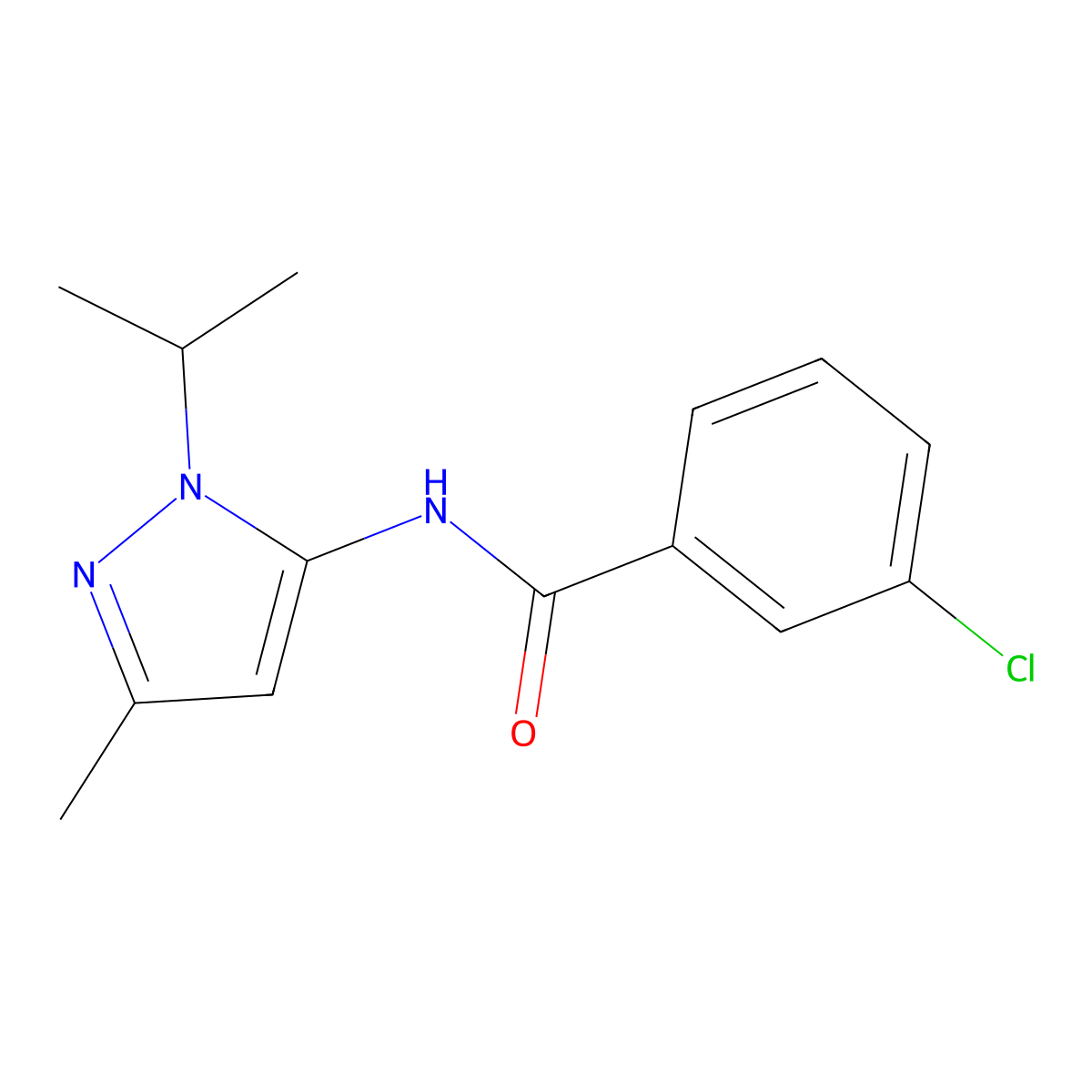 3-chloro-N-(1-isopropyl-3-methyl-1H-pyrazol-5-yl)benzamide molecular structure, CAS 1170855-78-3