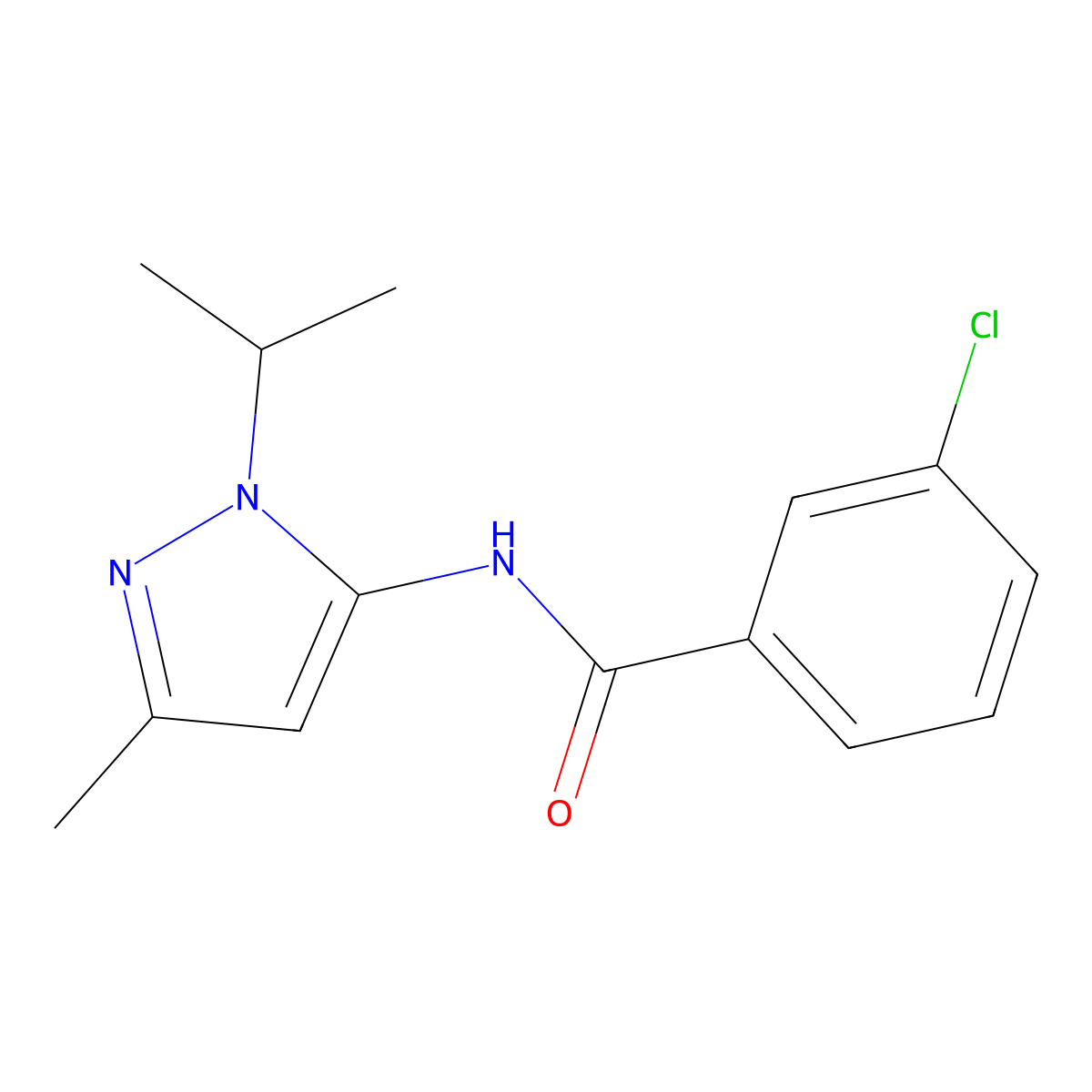 3-chloro-N-(1-isopropyl-3-methyl-1H-pyrazol-5-yl)benzamide molecular structure, CAS 1170855-78-3