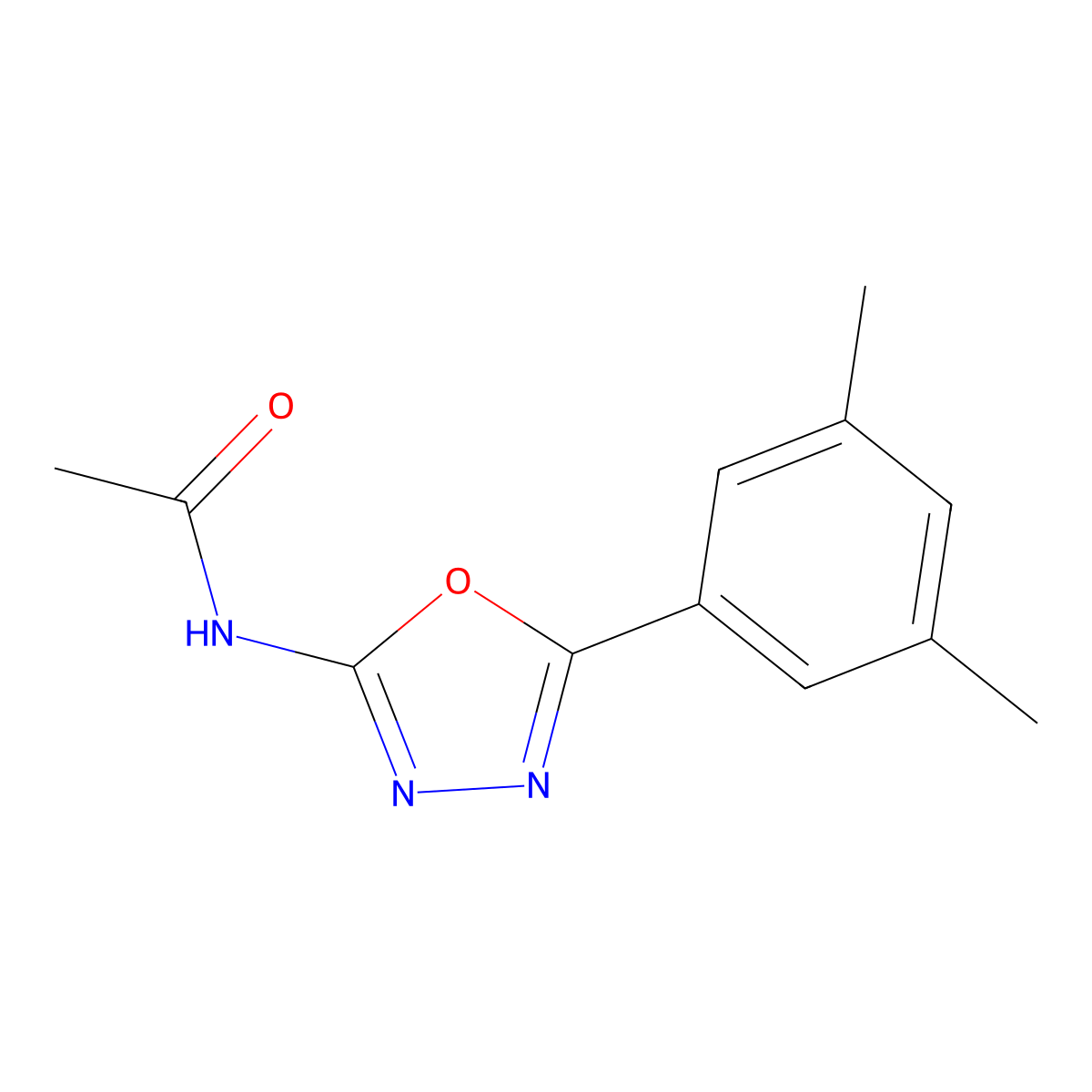 N-[5-(3,5-dimethylphenyl)-1,3,4-oxadiazol-2-yl]acetamide molecular structure, CAS 1170855-85-2