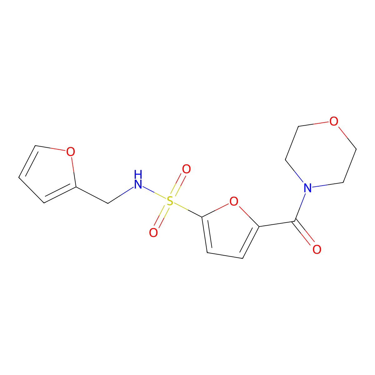 N-(furan-2-ylmethyl)-5-(morpholine-4-carbonyl)furan-2-sulfonamide molecular structure, CAS 1170857-23-4