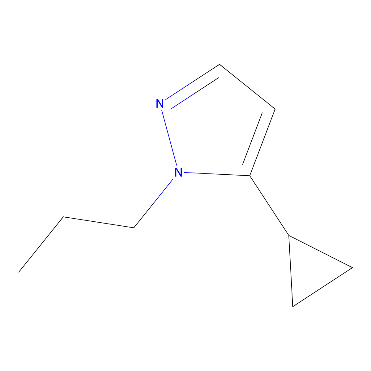 5-cyclopropyl-1-propyl-1H-pyrazole molecular structure, CAS 1170857-24-5