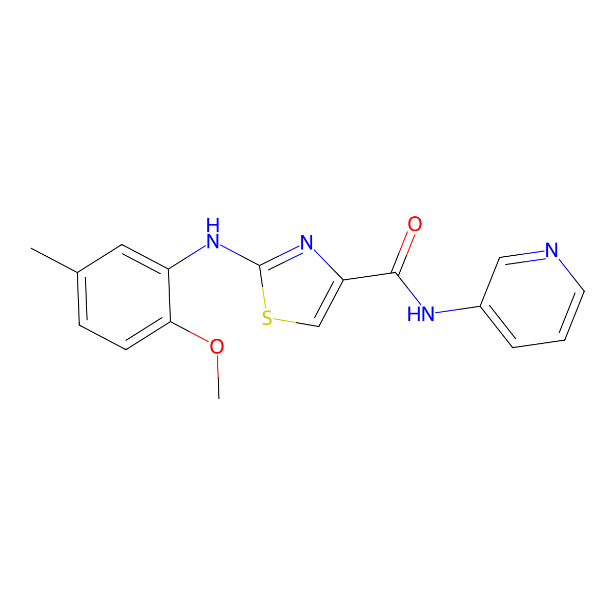 2-((2-methoxy-5-methylphenyl)amino)-N-(pyridin-3-yl)thiazole-4-carboxamide molecular structure, CAS 1170857-37-0