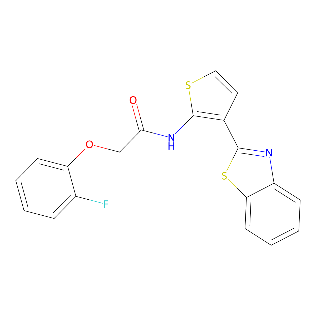 N-(3-(benzo[d]thiazol-2-yl)thiophen-2-yl)-2-(2-fluorophenoxy)acetamide molecular structure, CAS 1170861-84-3