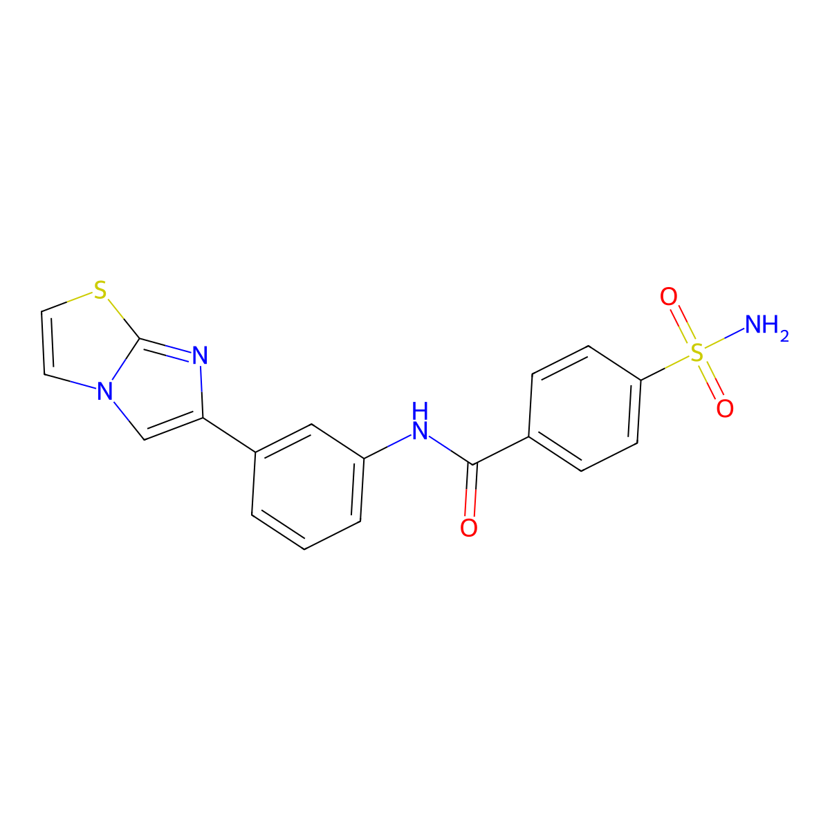 N-(3-{imidazo[2,1-b][1,3]thiazol-6-yl}phenyl)-4-sulfamoylbenzamide molecular structure, CAS 1170862-54-0