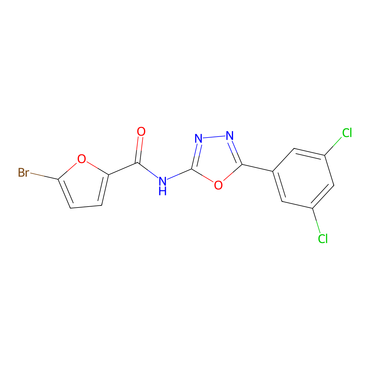 5-bromo-N-[5-(3,5-dichlorophenyl)-1,3,4-oxadiazol-2-yl]furan-2-carboxamide molecular structure, CAS 1170864-92-2