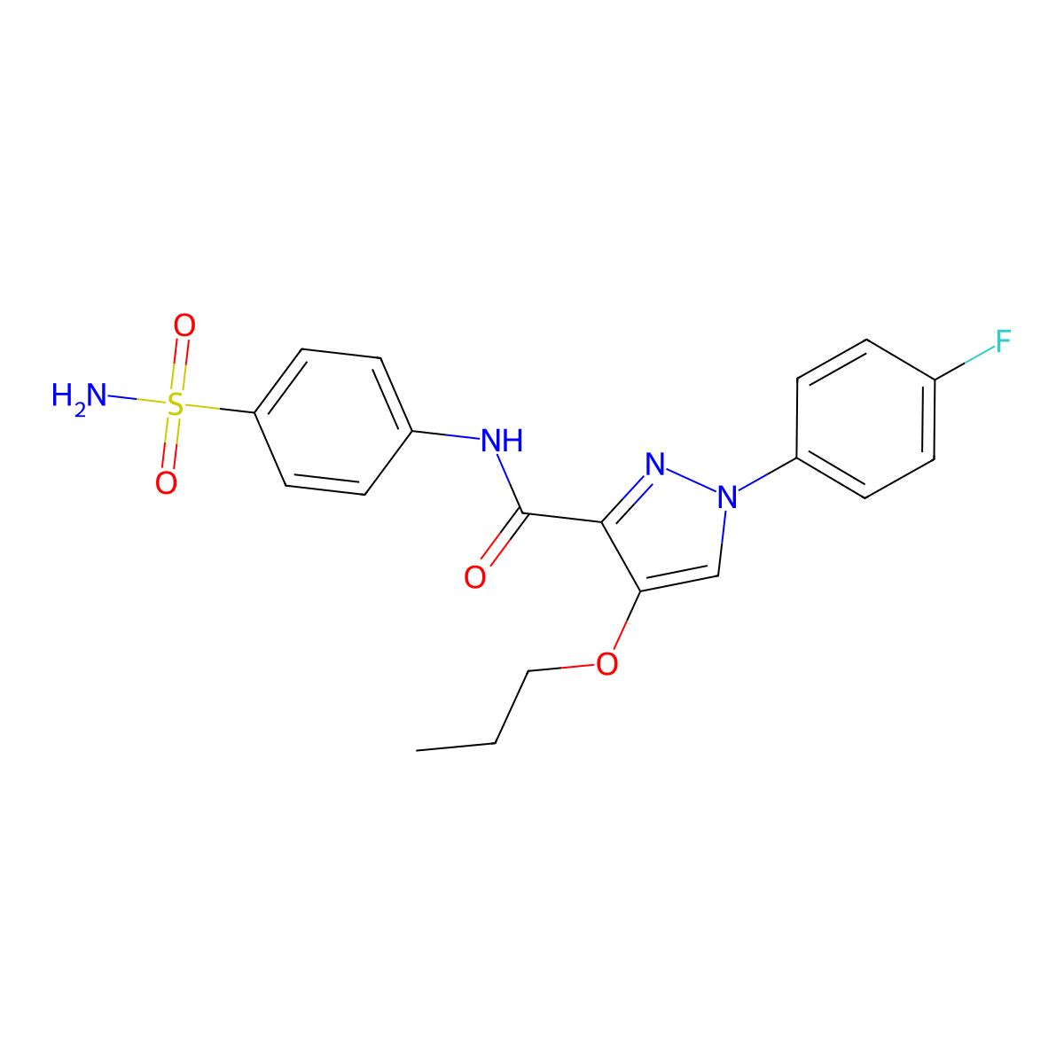 1-(4-fluorophenyl)-4-propoxy-N-(4-sulfamoylphenyl)-1H-pyrazole-3-carboxamide molecular structure, CAS 1170865-34-5