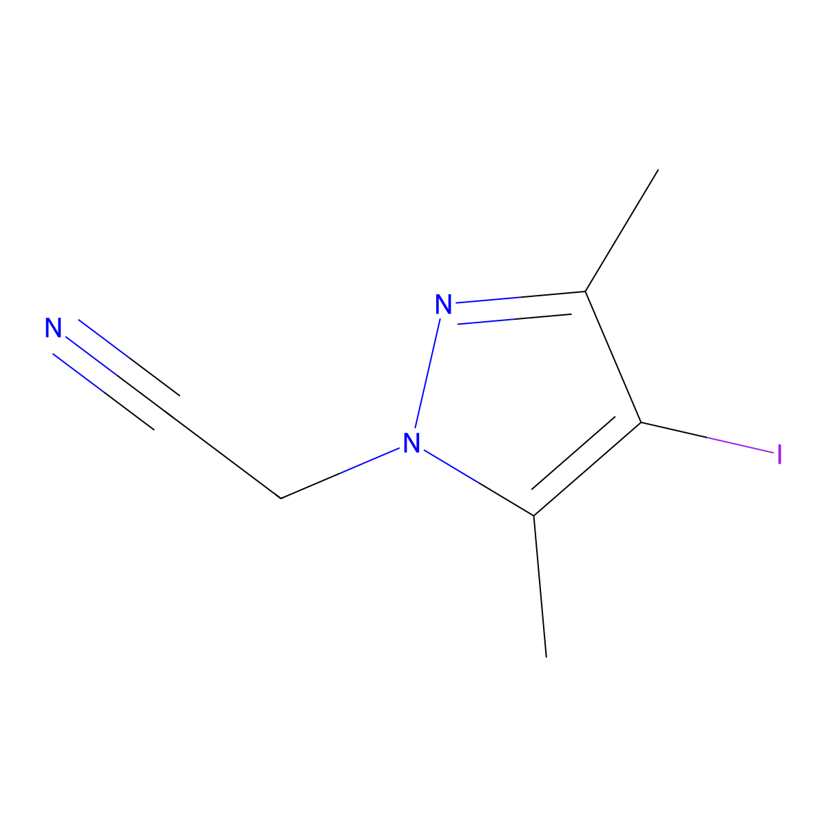 (4-iodo-3,5-dimethyl-1H-pyrazol-1-yl)acetonitrile molecular structure, CAS 1170865-71-0