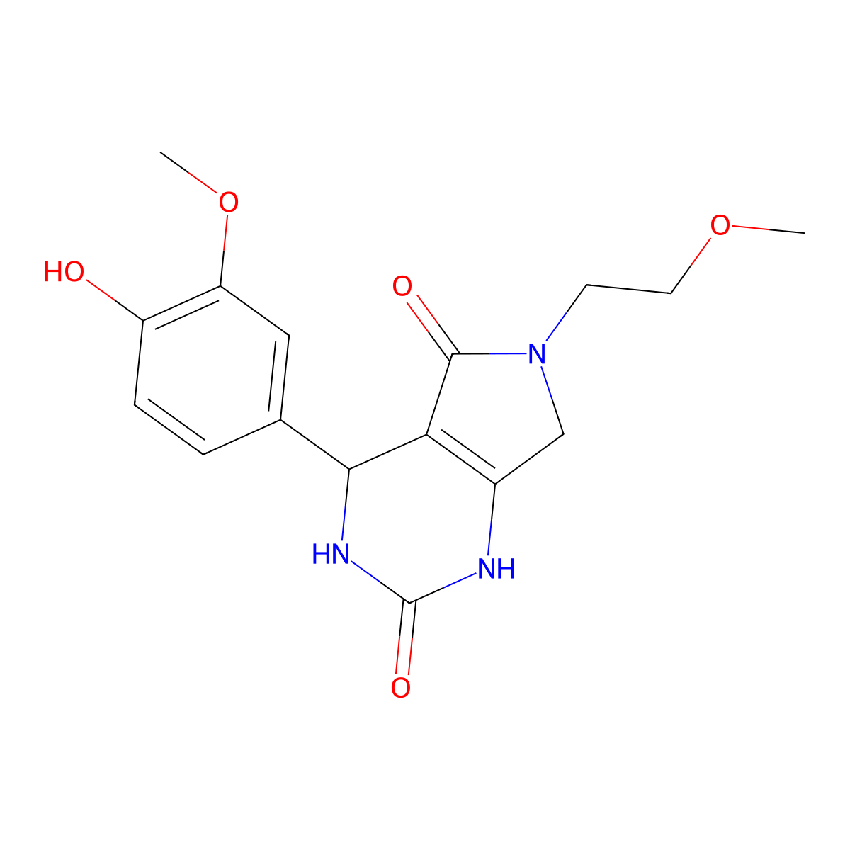 4-(4-hydroxy-3-methoxyphenyl)-6-(2-methoxyethyl)-3,4,6,7-tetrahydro-1H-pyrrolo[3,4-d]pyrimidine-2,5-dione molecular structure, CAS 1170866-00-8