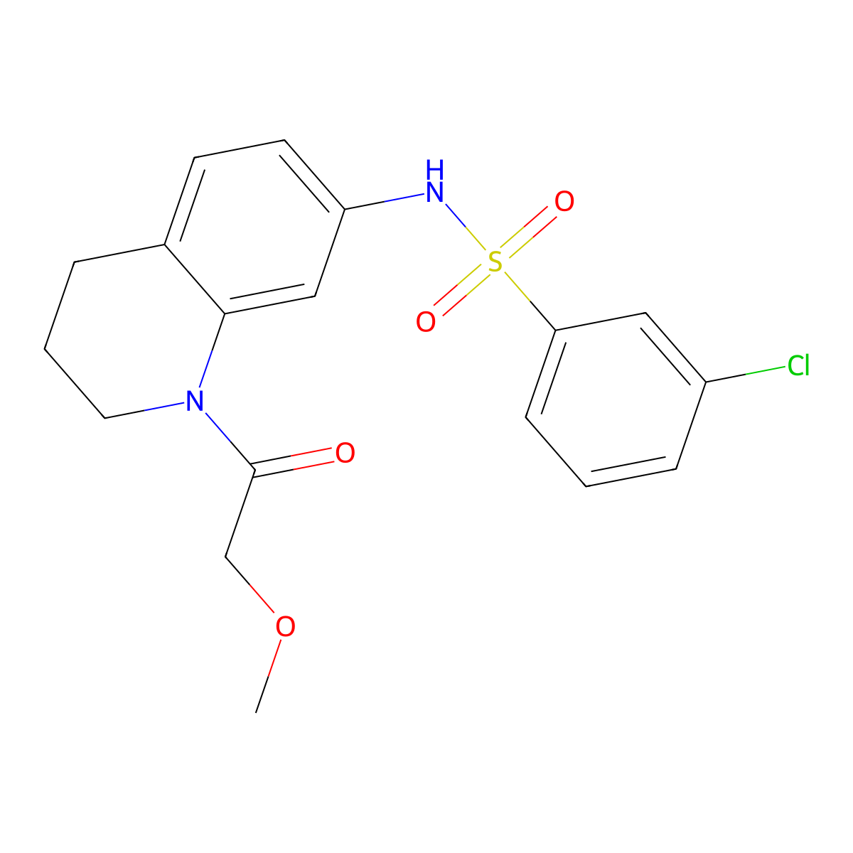 3-chloro-N-(1-(2-methoxyacetyl)-1,2,3,4-tetrahydroquinolin-7-yl)benzenesulfonamide molecular structure, CAS 1170866-38-2
