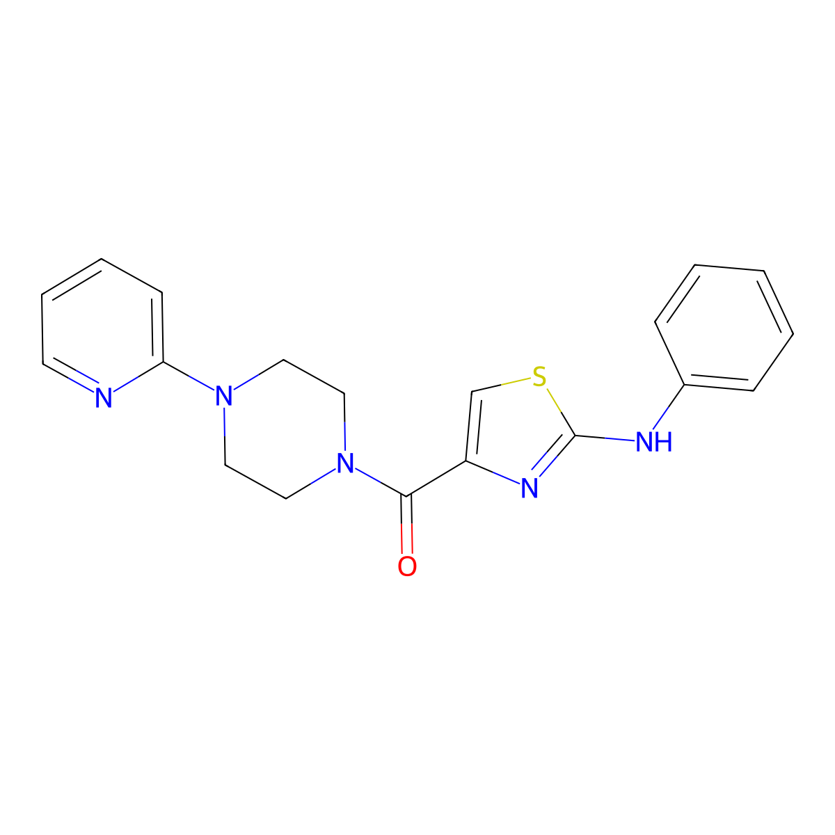 (2-(Phenylamino)thiazol-4-yl)(4-(pyridin-2-yl)piperazin-1-yl)methanone molecular structure, CAS 1170866-88-2