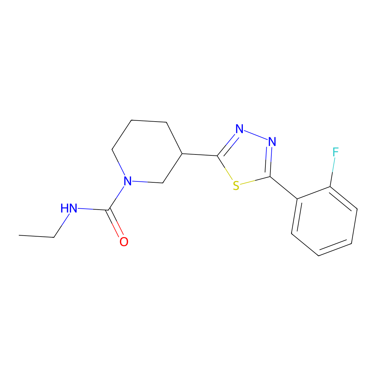 N-ethyl-3-[5-(2-fluorophenyl)-1,3,4-thiadiazol-2-yl]piperidine-1-carboxamide molecular structure, CAS 1170867-35-2