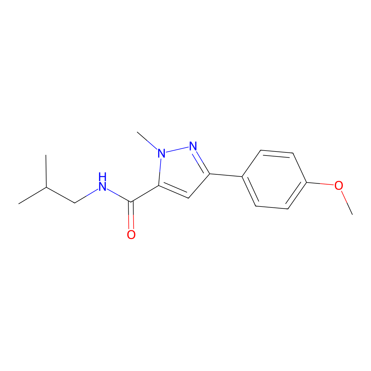 N-isobutyl-3-(4-methoxyphenyl)-1-methyl-1H-pyrazole-5-carboxamide molecular structure, CAS 1170870-29-7