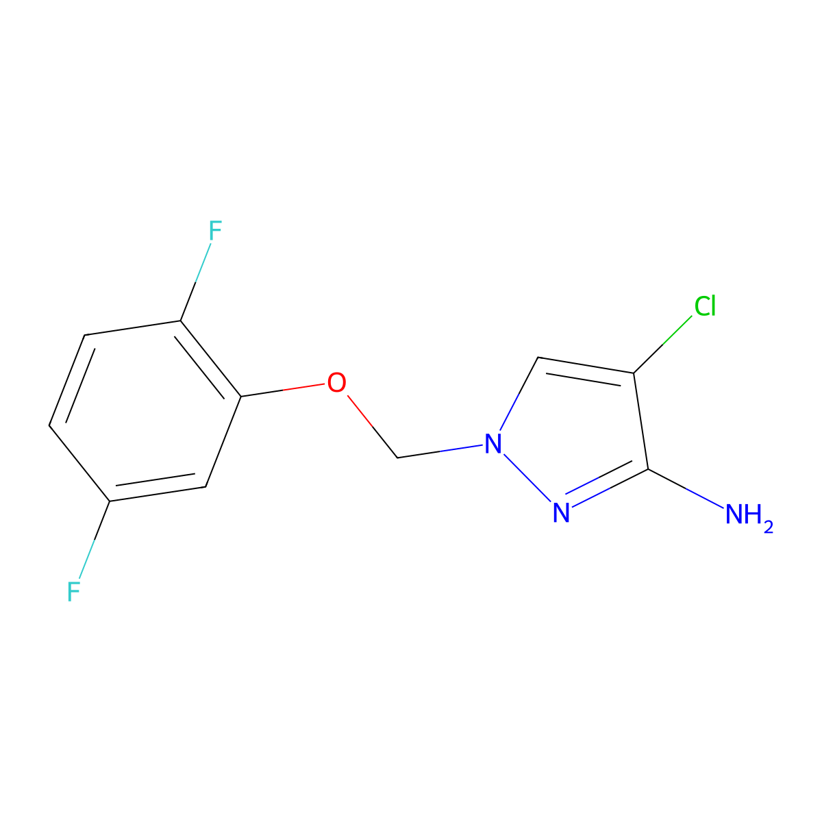 4-Chloro-1-((2,5-difluorophenoxy)methyl)-1H-pyrazol-3-amine molecular structure, CAS 1170870-37-7