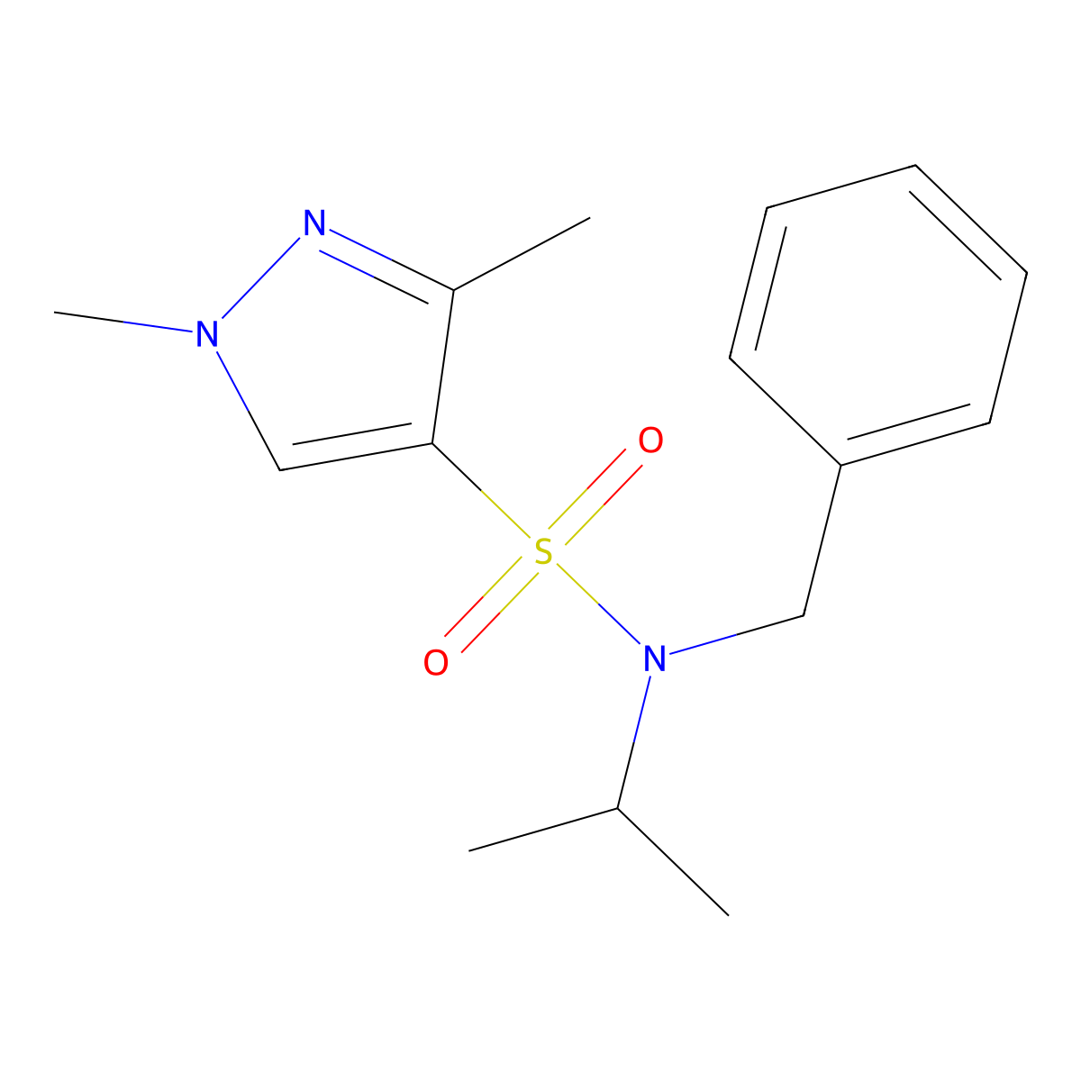 N-benzyl-N-isopropyl-1,3-dimethyl-1H-pyrazole-4-sulfonamide molecular structure, CAS 1170870-52-6