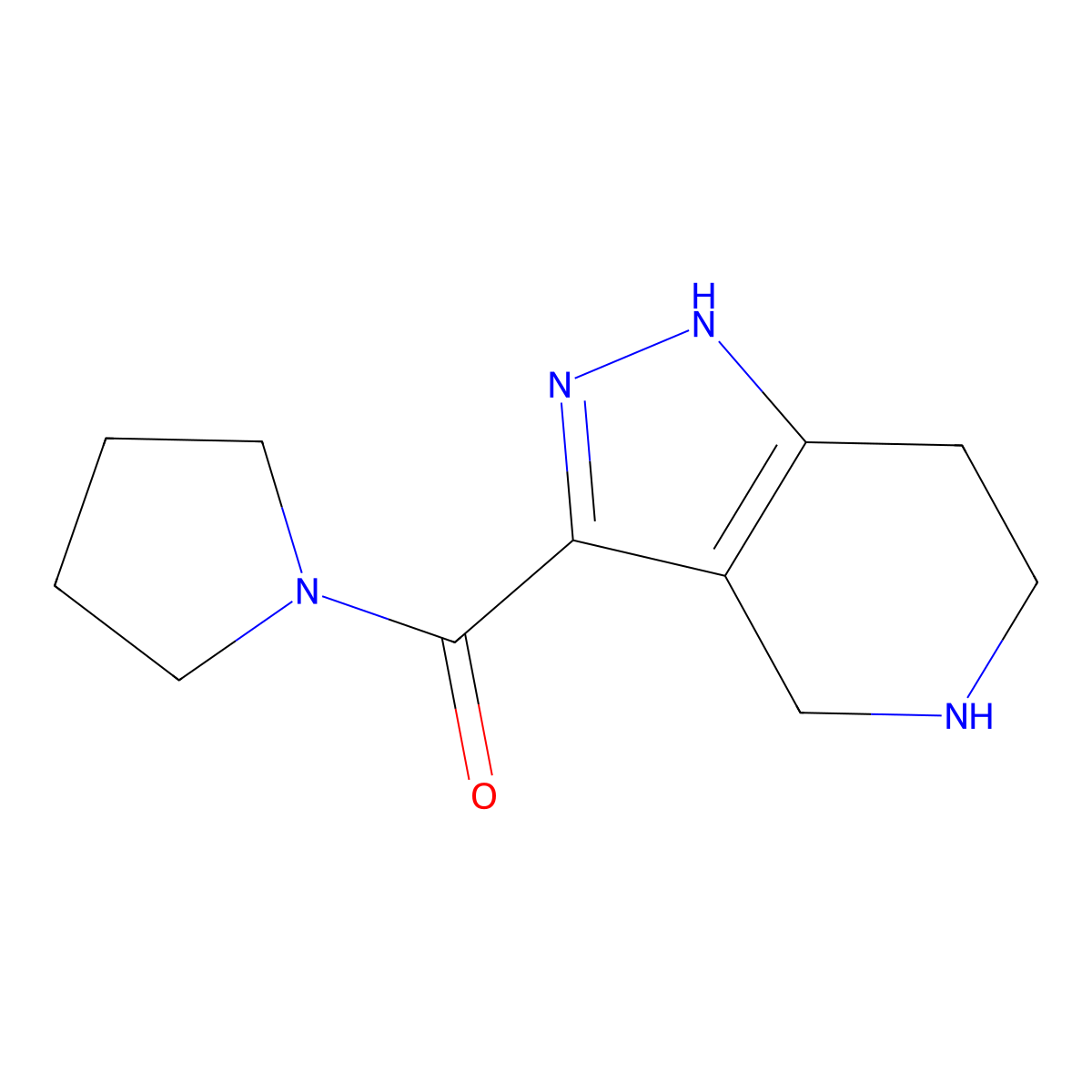 pyrrolidin-1-yl(4,5,6,7-tetrahydro-1H-pyrazolo[4,3-c]pyridin-3-yl)methanone molecular structure, CAS 1170871-80-3