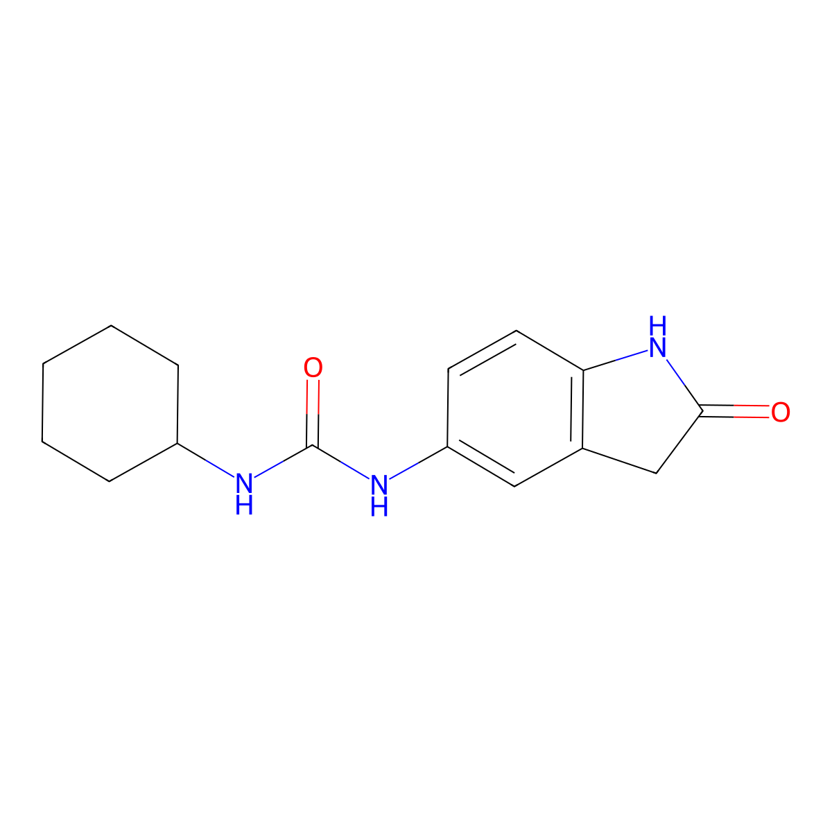 1-Cyclohexyl-3-(2-oxoindolin-5-yl)urea molecular structure, CAS 1170871-88-1