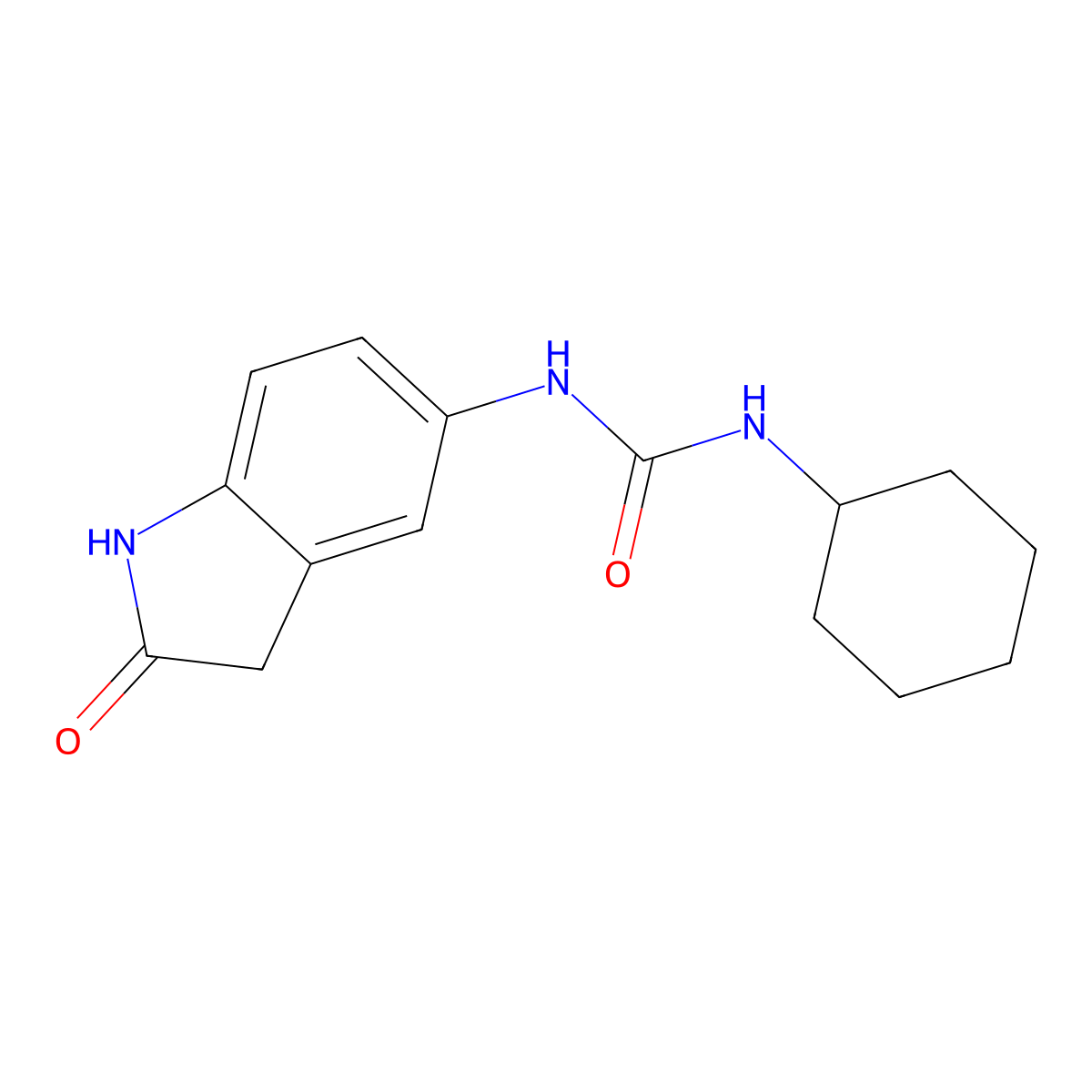 1-Cyclohexyl-3-(2-oxoindolin-5-yl)urea molecular structure, CAS 1170871-88-1