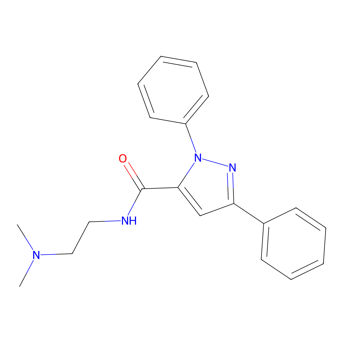 N-(2-(dimethylamino)ethyl)-1,3-diphenyl-1H-pyrazole-5-carboxamide molecular structure, CAS 1170872-39-5