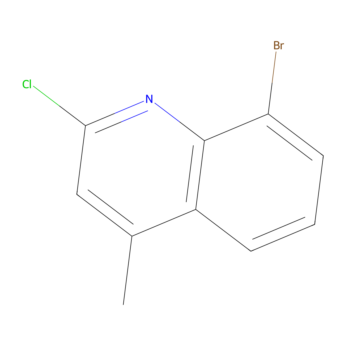 8-Bromo-2-chloro-4-methylquinoline molecular structure, CAS 1170873-12-7