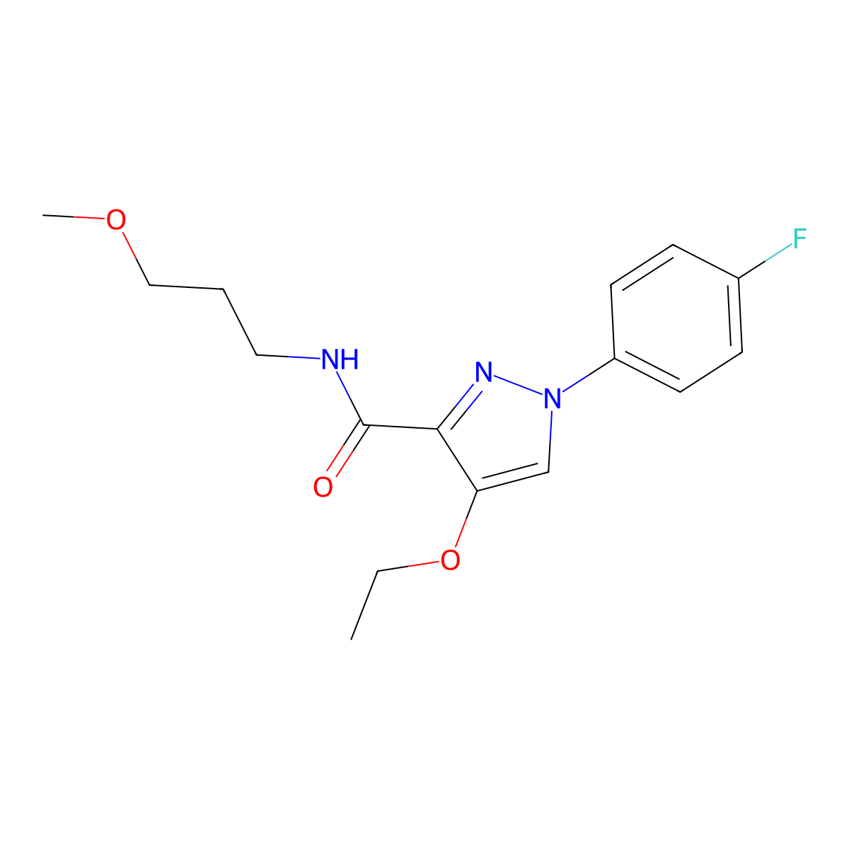 4-ethoxy-1-(4-fluorophenyl)-N-(3-methoxypropyl)-1H-pyrazole-3-carboxamide molecular structure, CAS 1170875-05-4