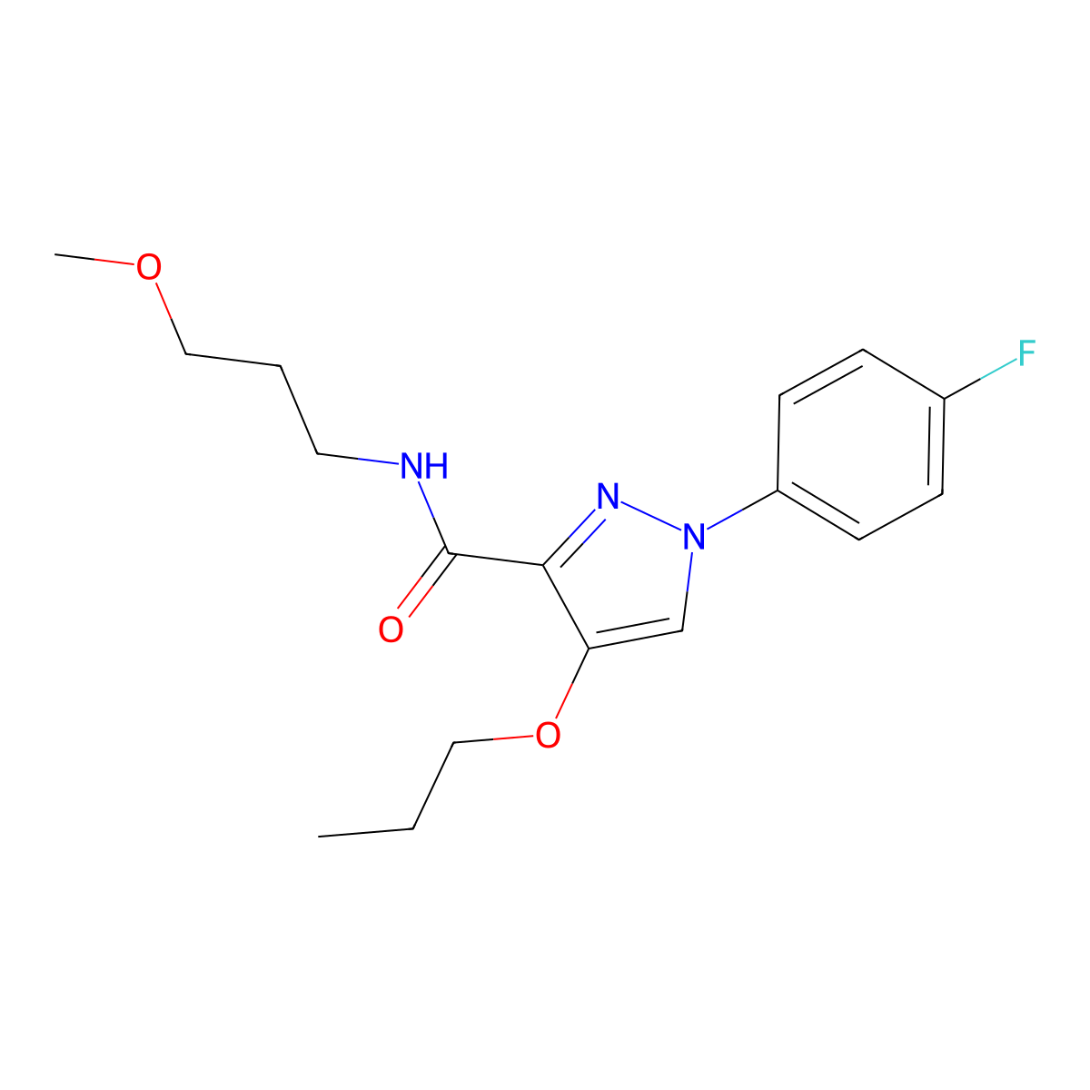 1-(4-fluorophenyl)-N-(3-methoxypropyl)-4-propoxy-1H-pyrazole-3-carboxamide molecular structure, CAS 1170875-45-2