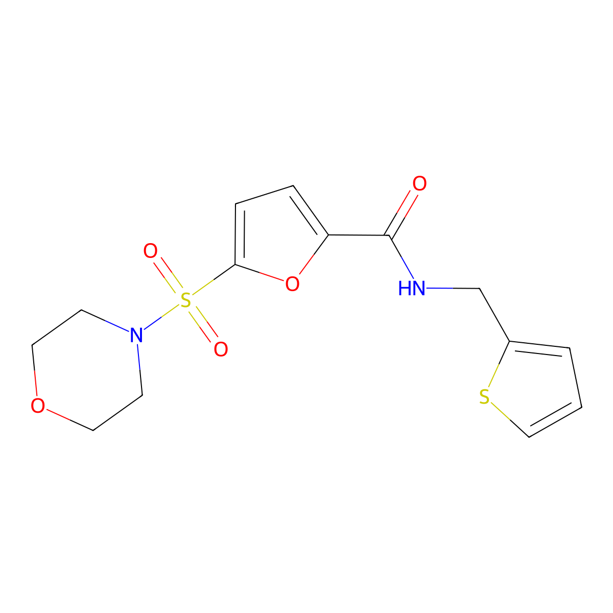 5-(morpholinosulfonyl)-N-(thiophen-2-ylmethyl)furan-2-carboxamide molecular structure, CAS 1170875-63-4