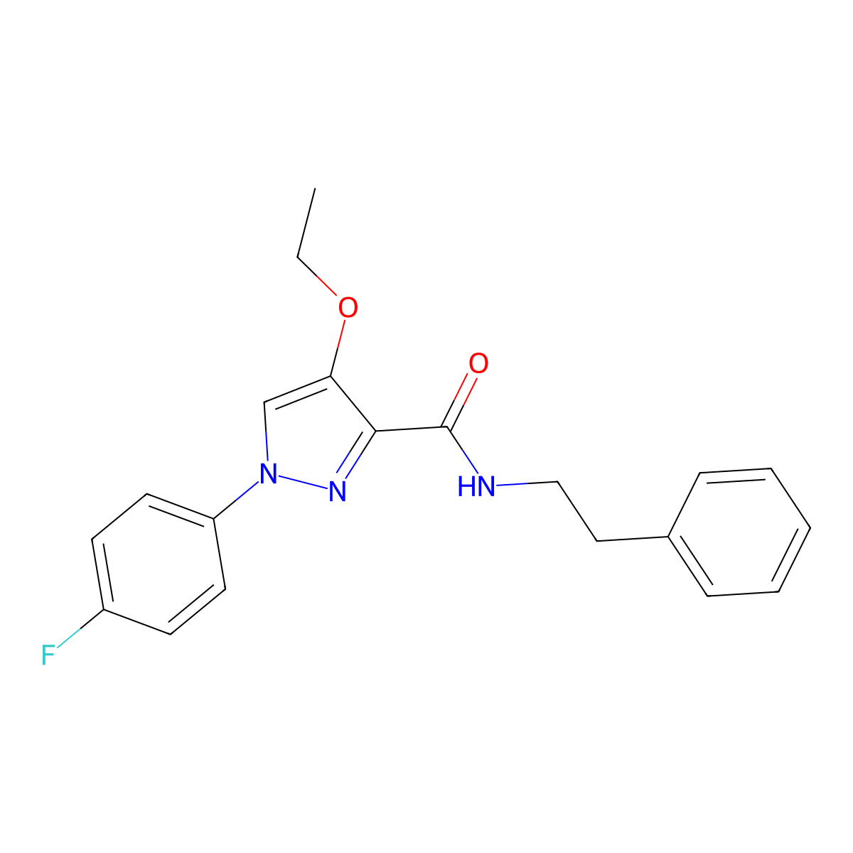 4-ethoxy-1-(4-fluorophenyl)-N-phenethyl-1H-pyrazole-3-carboxamide molecular structure, CAS 1170877-81-2
