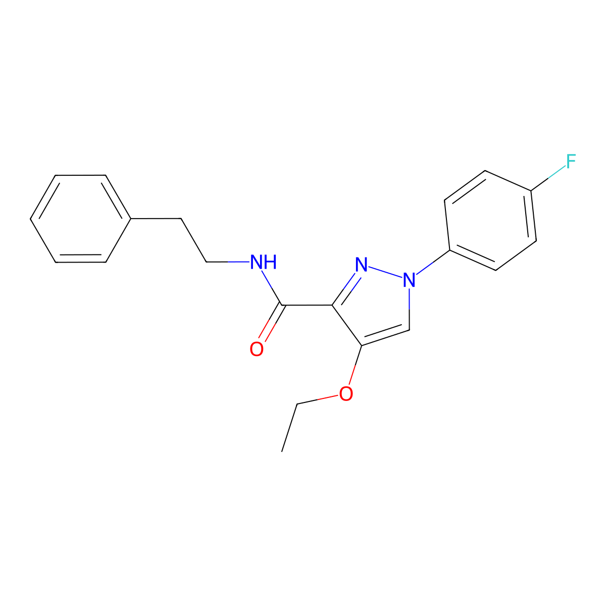 4-ethoxy-1-(4-fluorophenyl)-N-phenethyl-1H-pyrazole-3-carboxamide molecular structure, CAS 1170877-81-2
