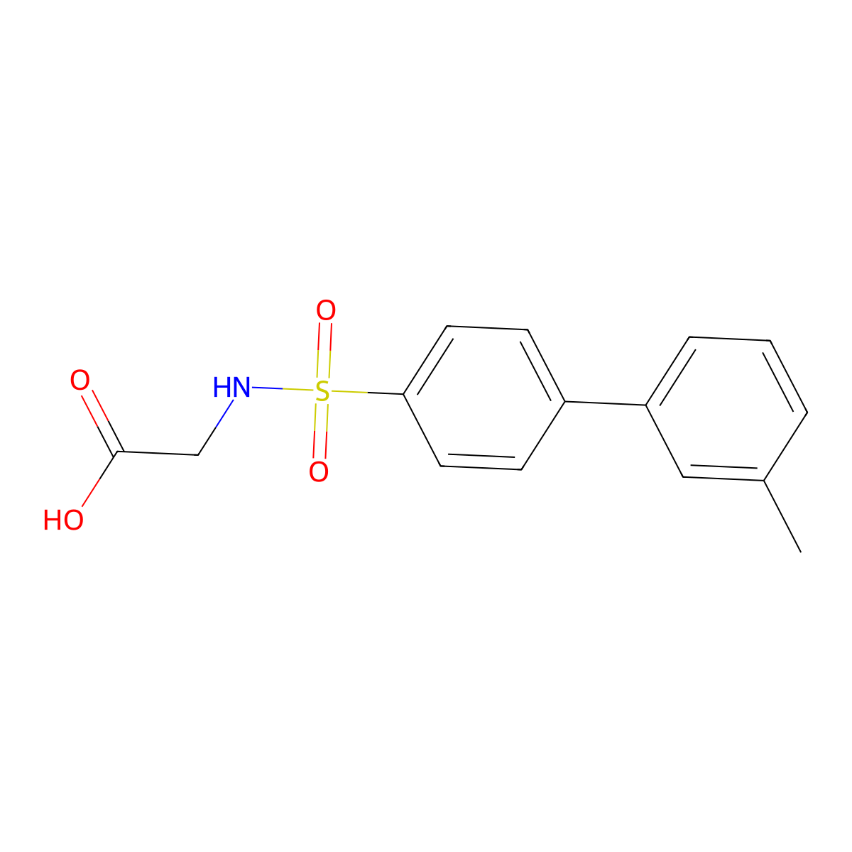 N-[(3'-Methylbiphenyl-4-yl)sulfonyl]glycine molecular structure, CAS 1170881-50-1