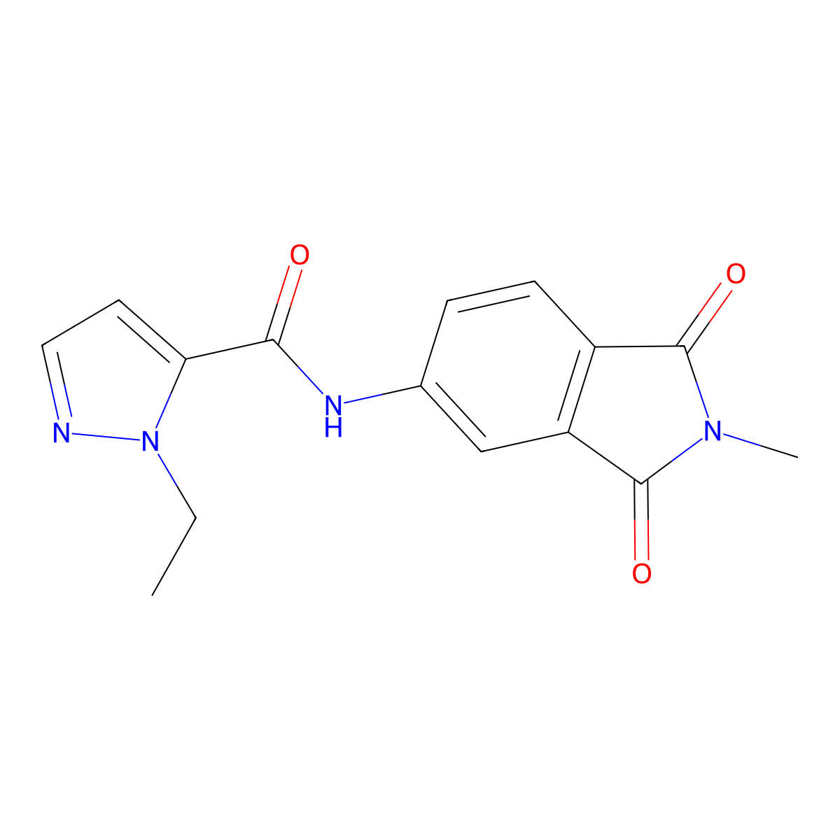 1-ethyl-N-(2-methyl-1,3-dioxoisoindolin-5-yl)-1H-pyrazole-5-carboxamide molecular structure, CAS 1170882-19-5